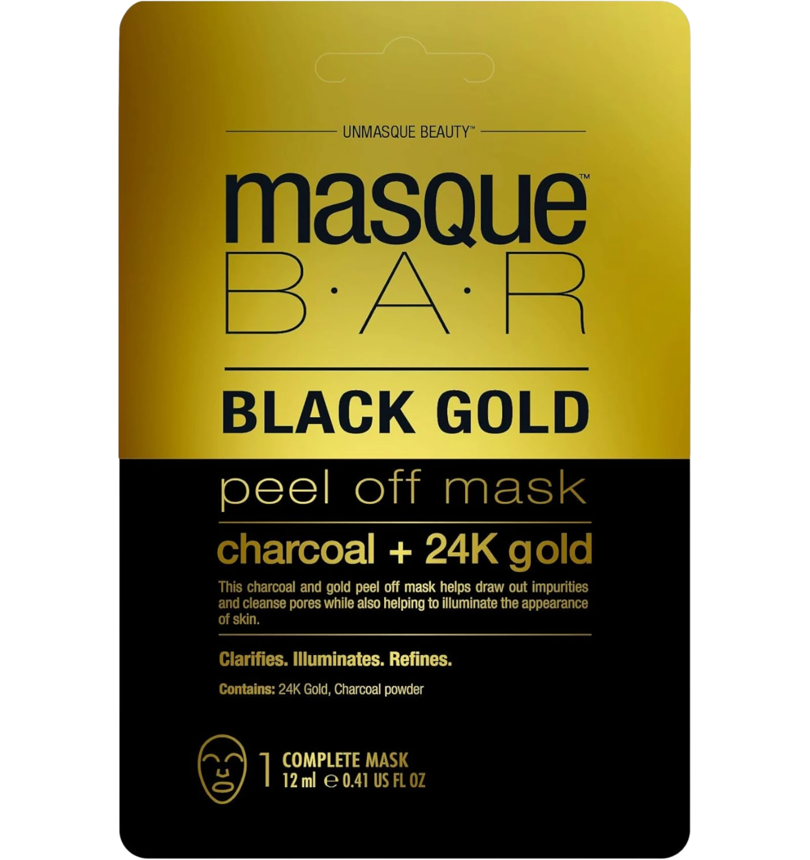 Masque Bar Black Gold Peel-Off Mask with charcoal and gold 10ml