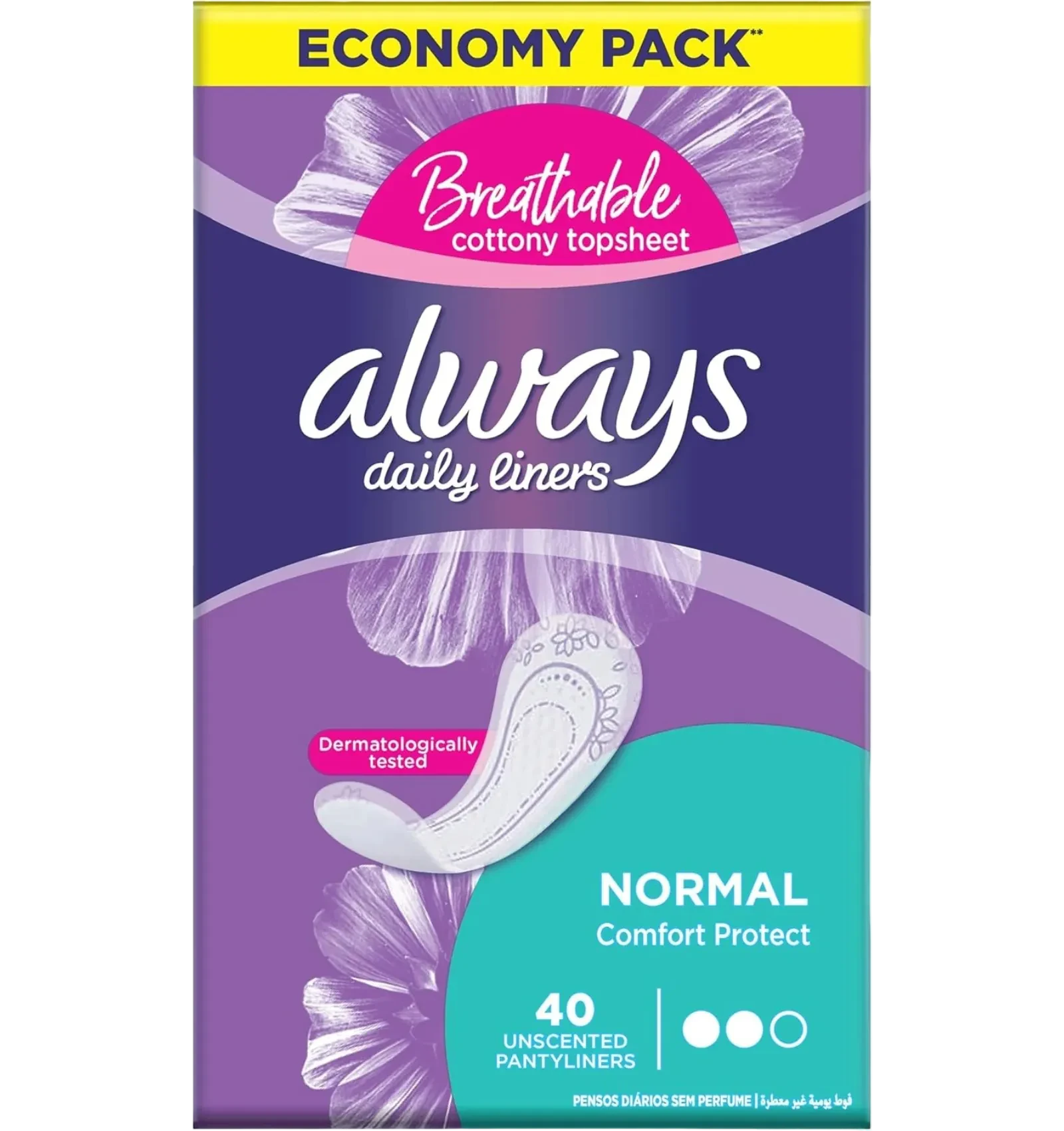 Always Daily Liners Normal with a breathable cottony topsheet 40pcs
