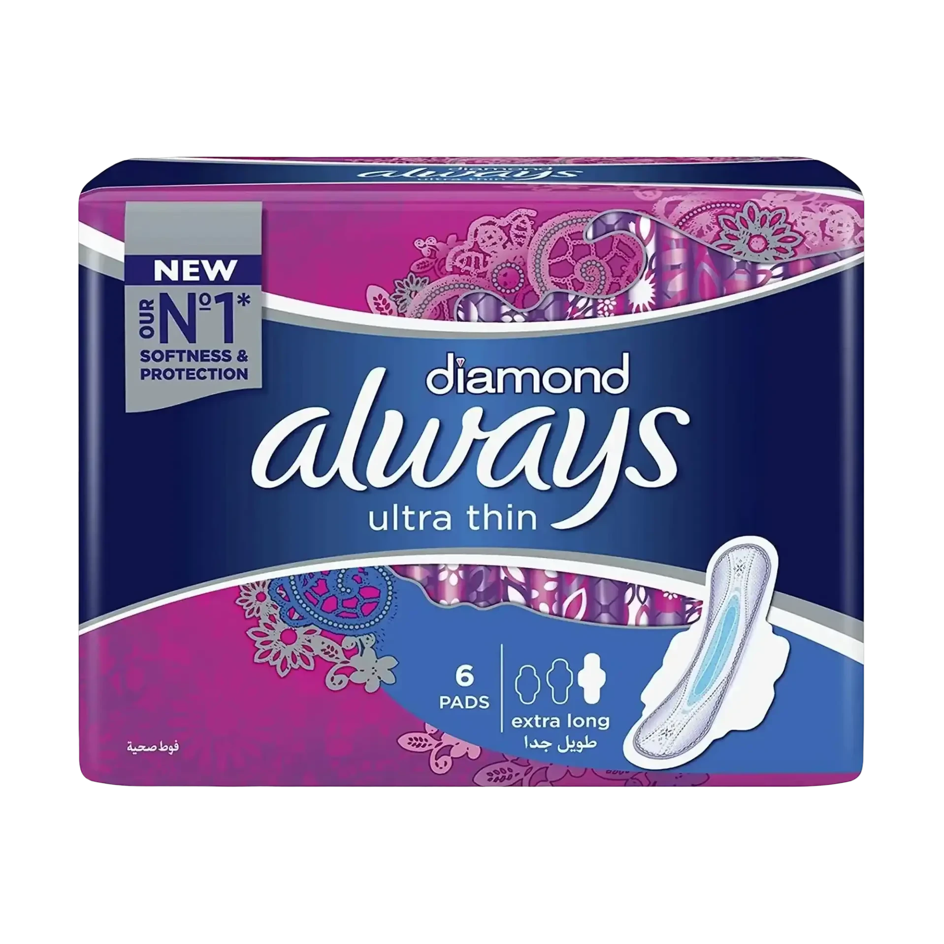 Always Diamond ultra thin extra long sanitary pads for superior protection 6 pieces