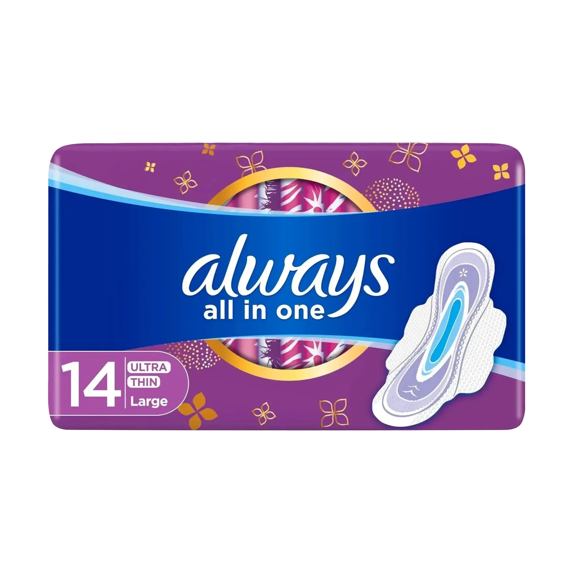 Always Ultra Thin Long Sanitary Pads Value Pack contains 14 pieces