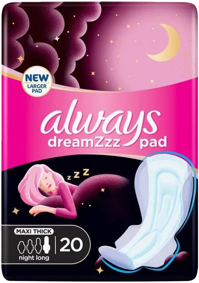 Always Dreamz Maxi Thick Pads with Wings offer overnight protection 20 pieces