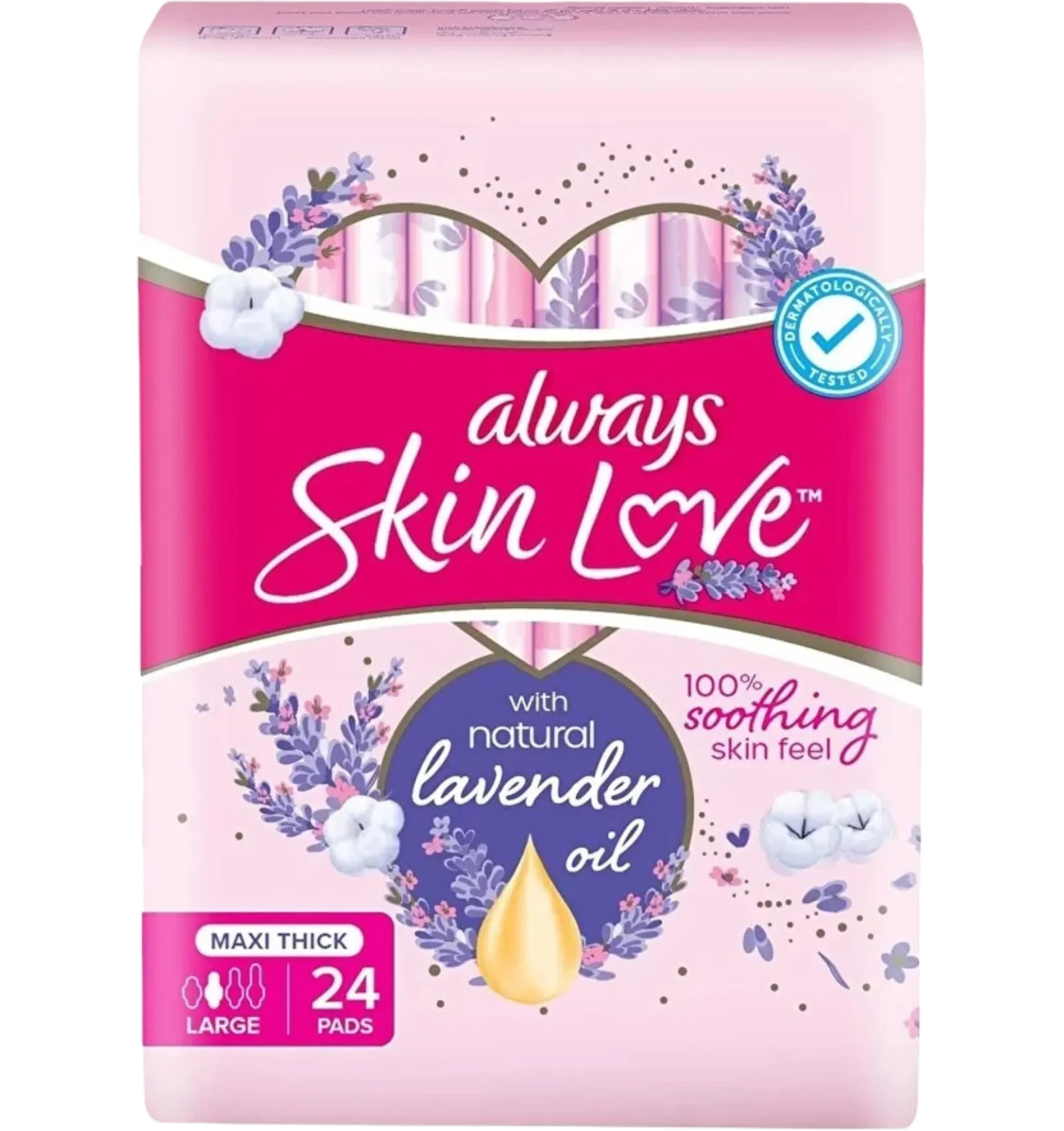 Always Diamond Cotton Soft Thick Sanitary Pads Pink Pack 24 Pieces