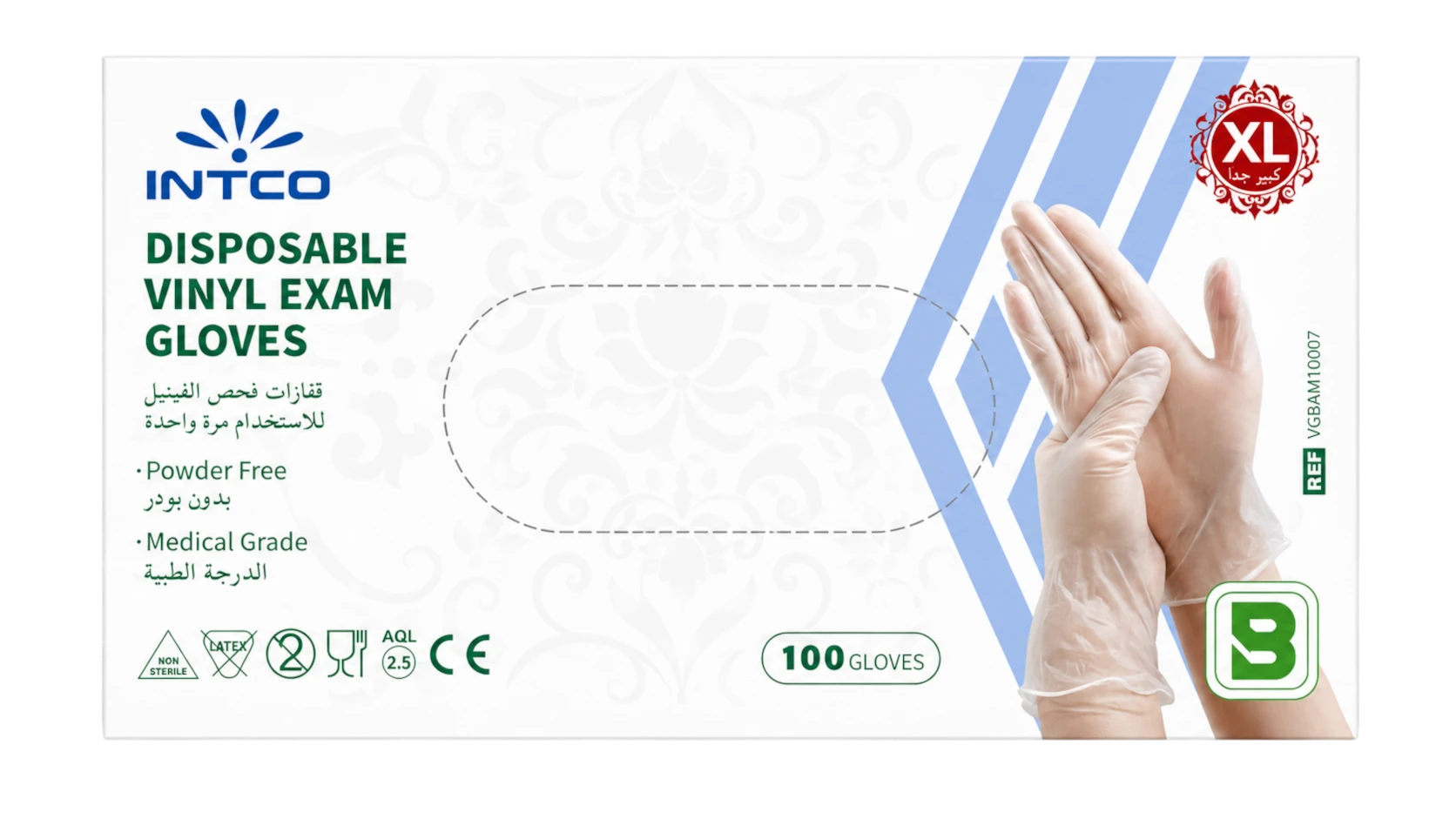 Powder free vinyl examination gloves size extra large for medical and home use
