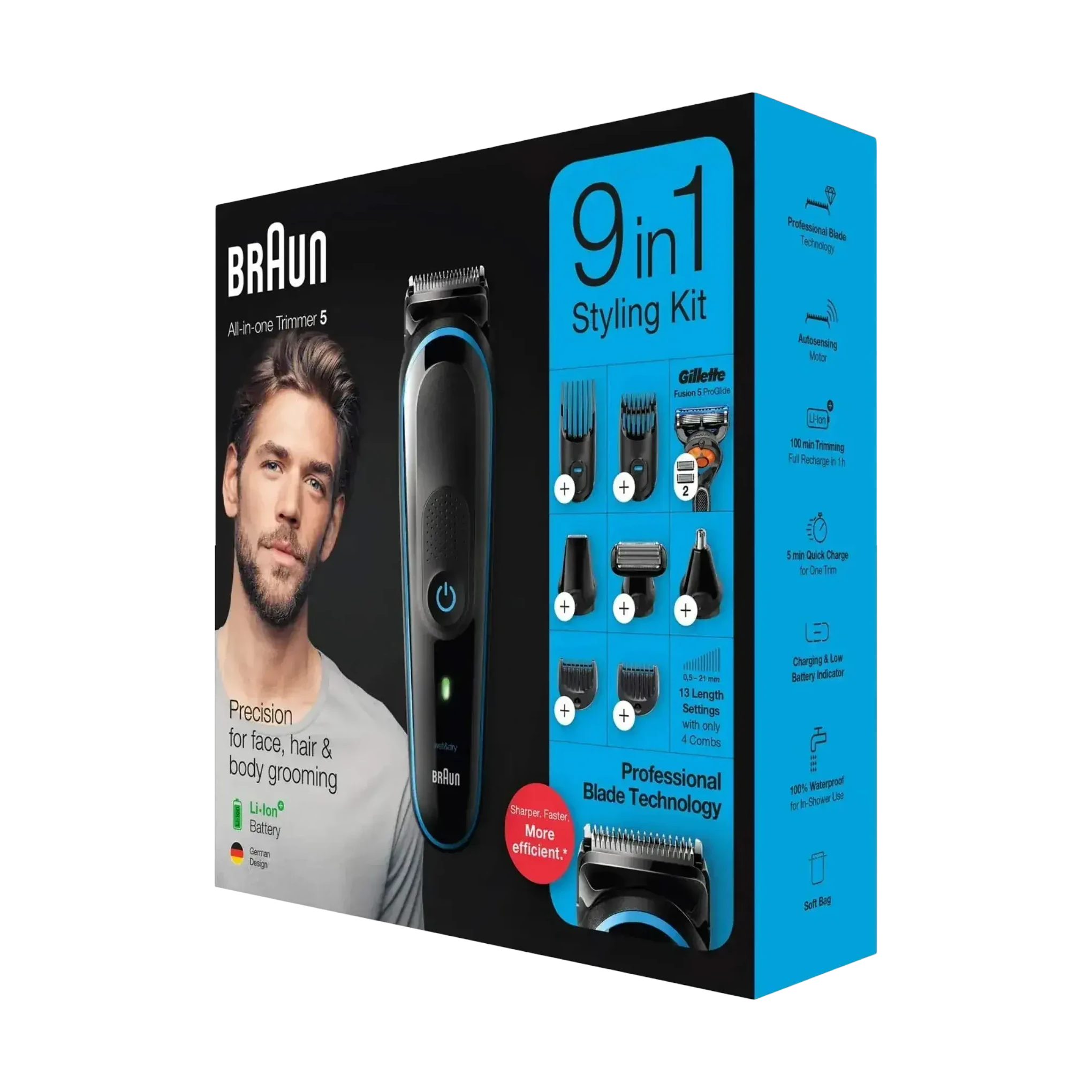 Braun All-In-One Trimmer 5 MGK5280 9-in-1 grooming kit for face and body