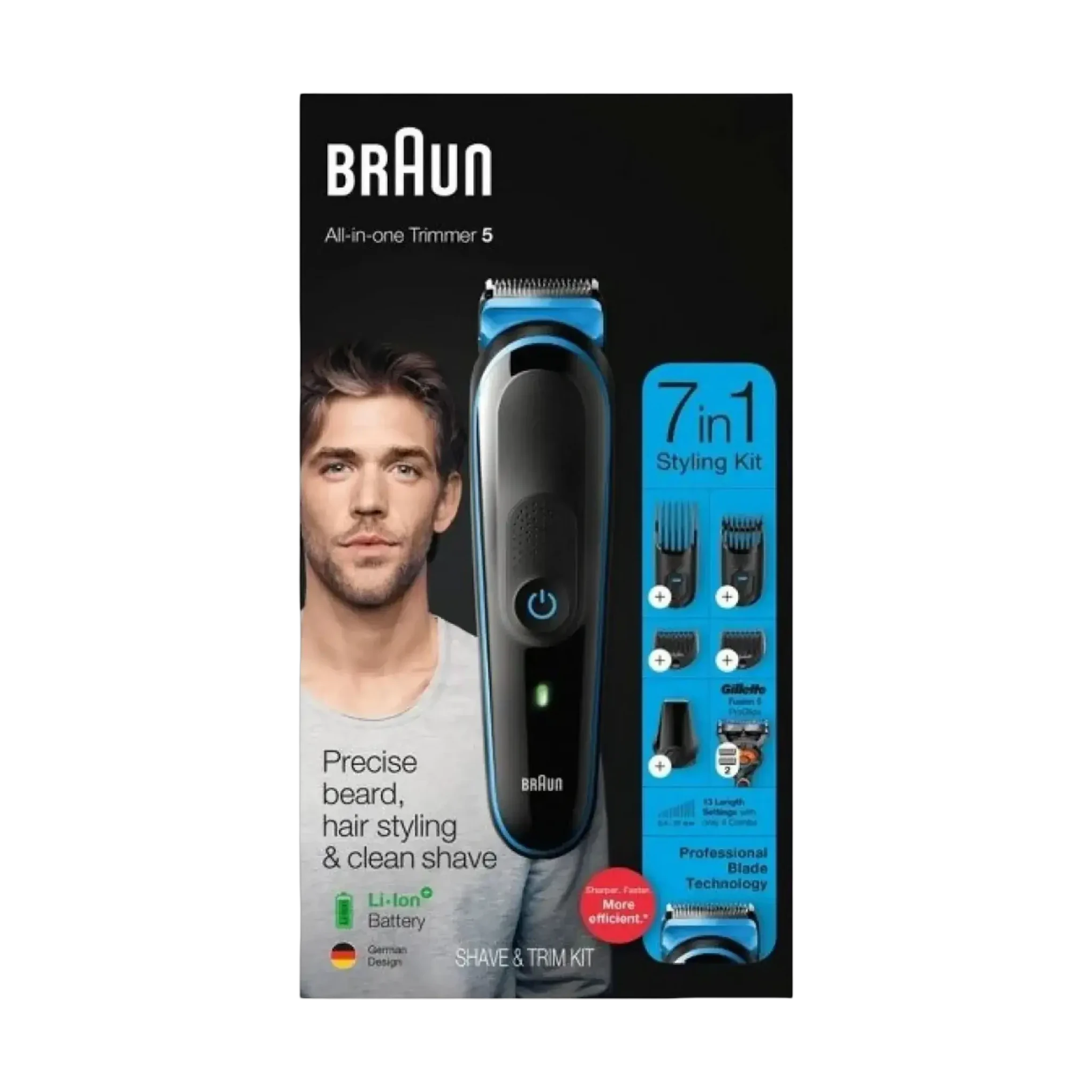 Braun MGK5245 7 in 1 Styling Kit For Beard And Hair Trimming With Gillette Blade