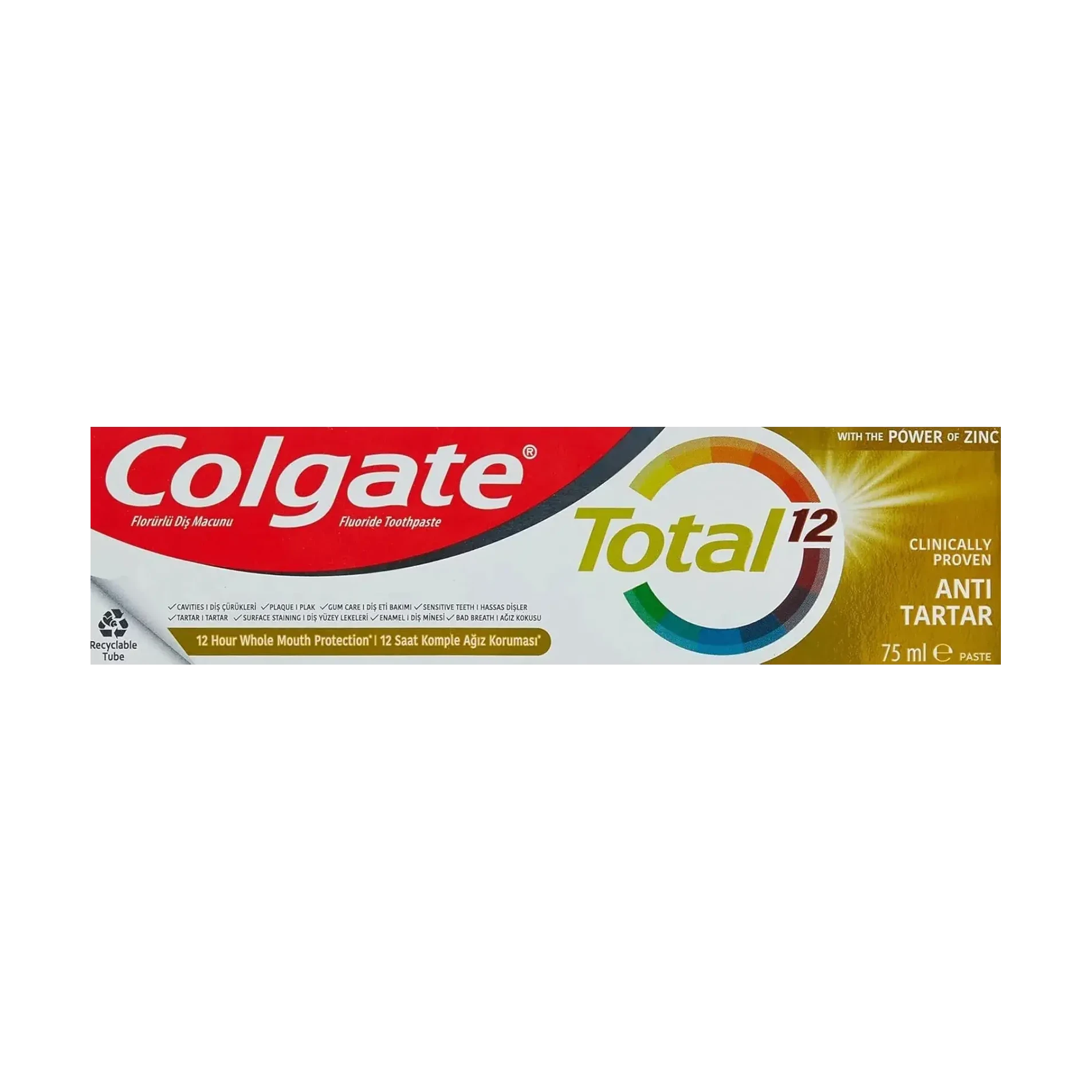 Colgate Total 12 Anti-Tartar Toothpaste 75ml with the power of zinc