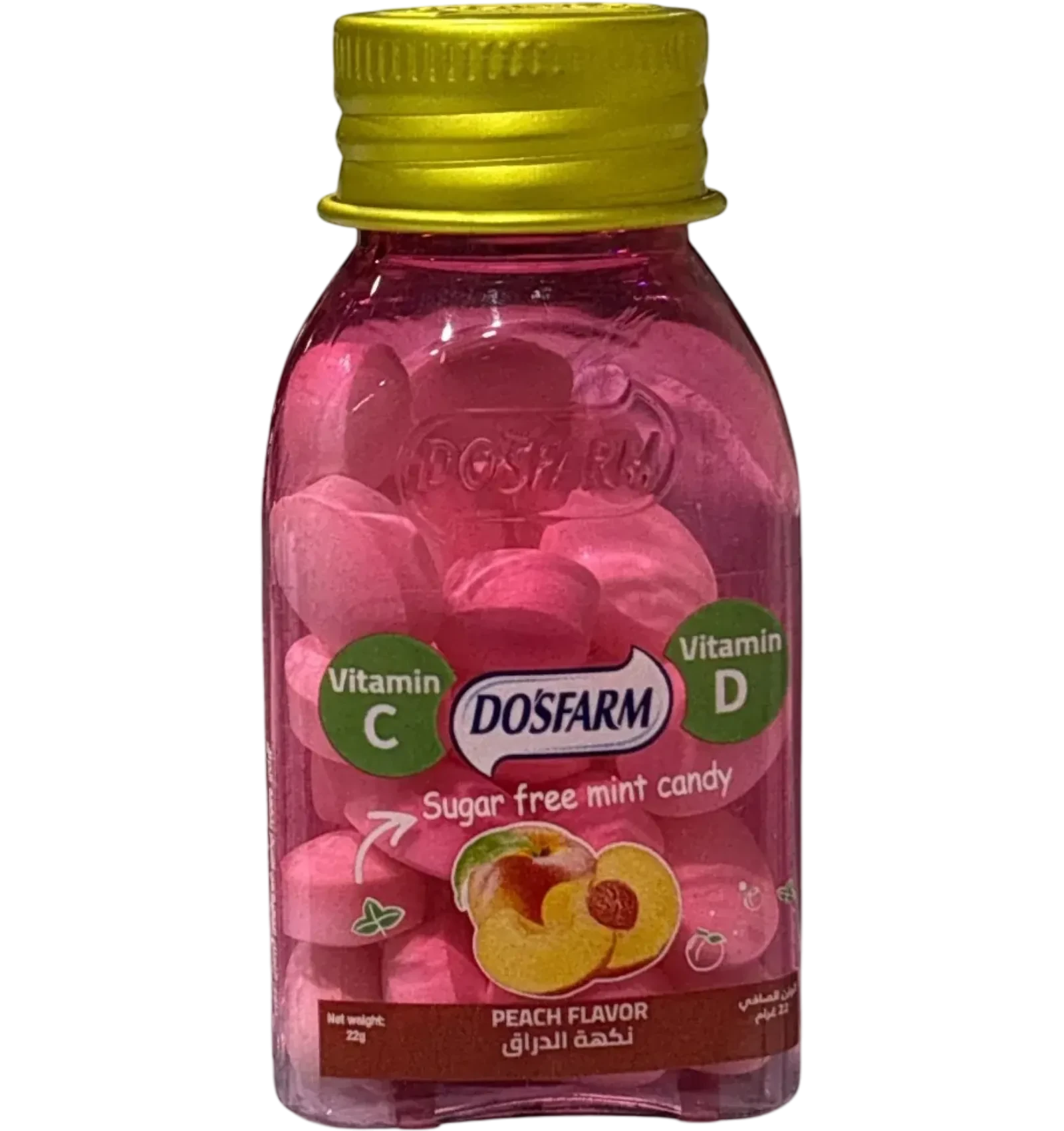 Dosfarm Sugar Free Fresh Breath Mint Candy Peach Flavor 22g
