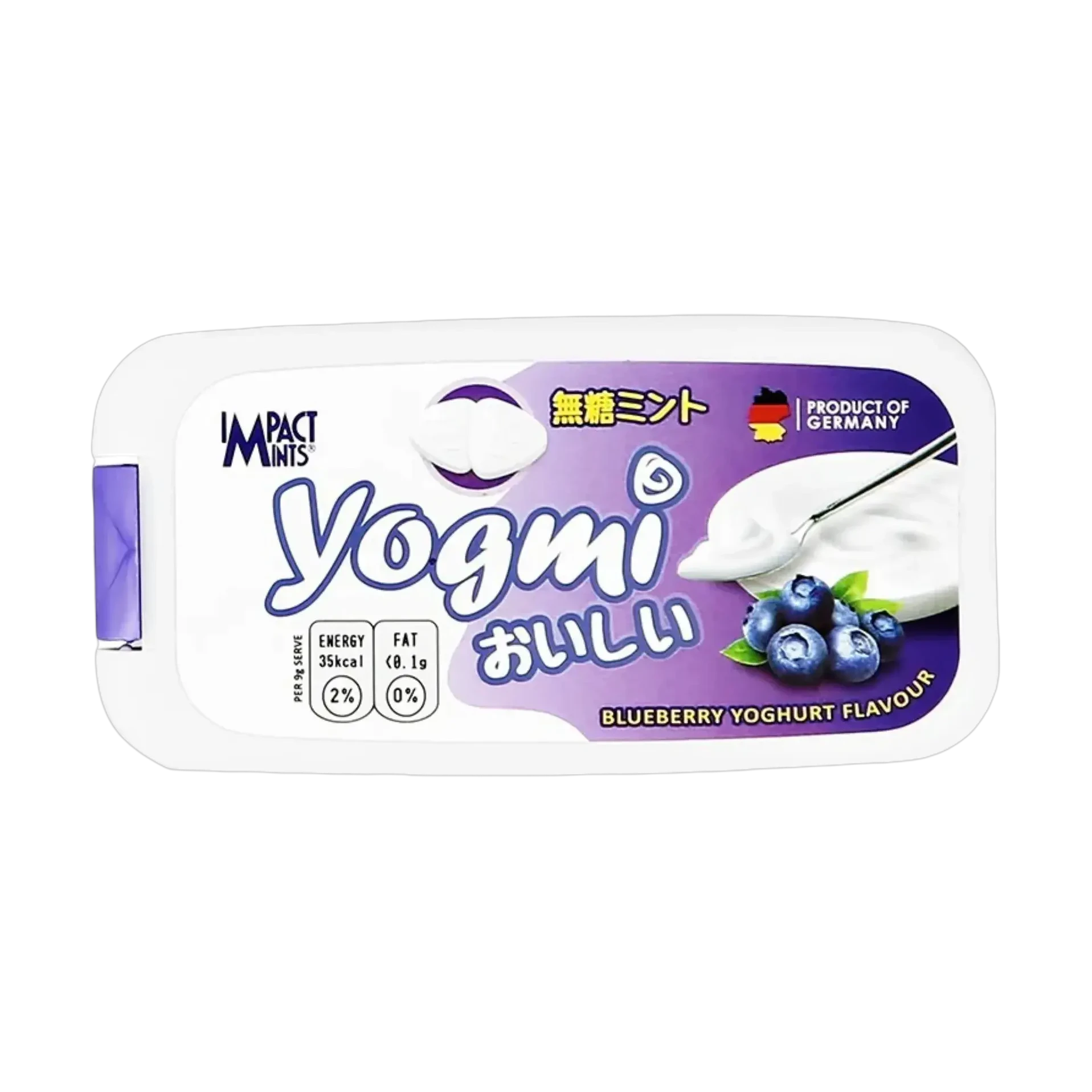Impact Yogmi sugar-free mints with blueberry yogurt flavor 9 grams pack