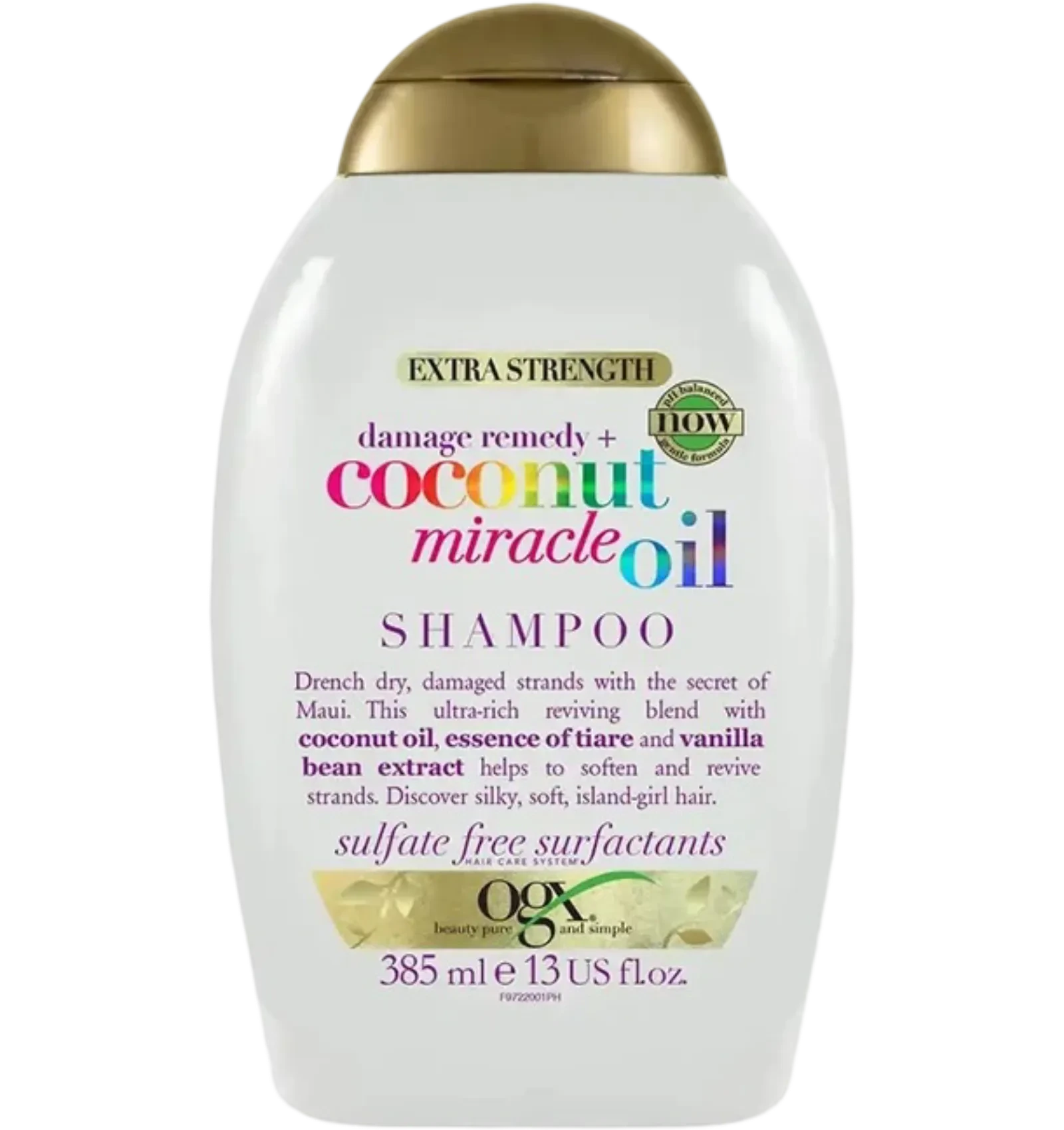 OGX Coconut Miracle Oil Shampoo repairs damaged brittle hair with lasting shine 385ml