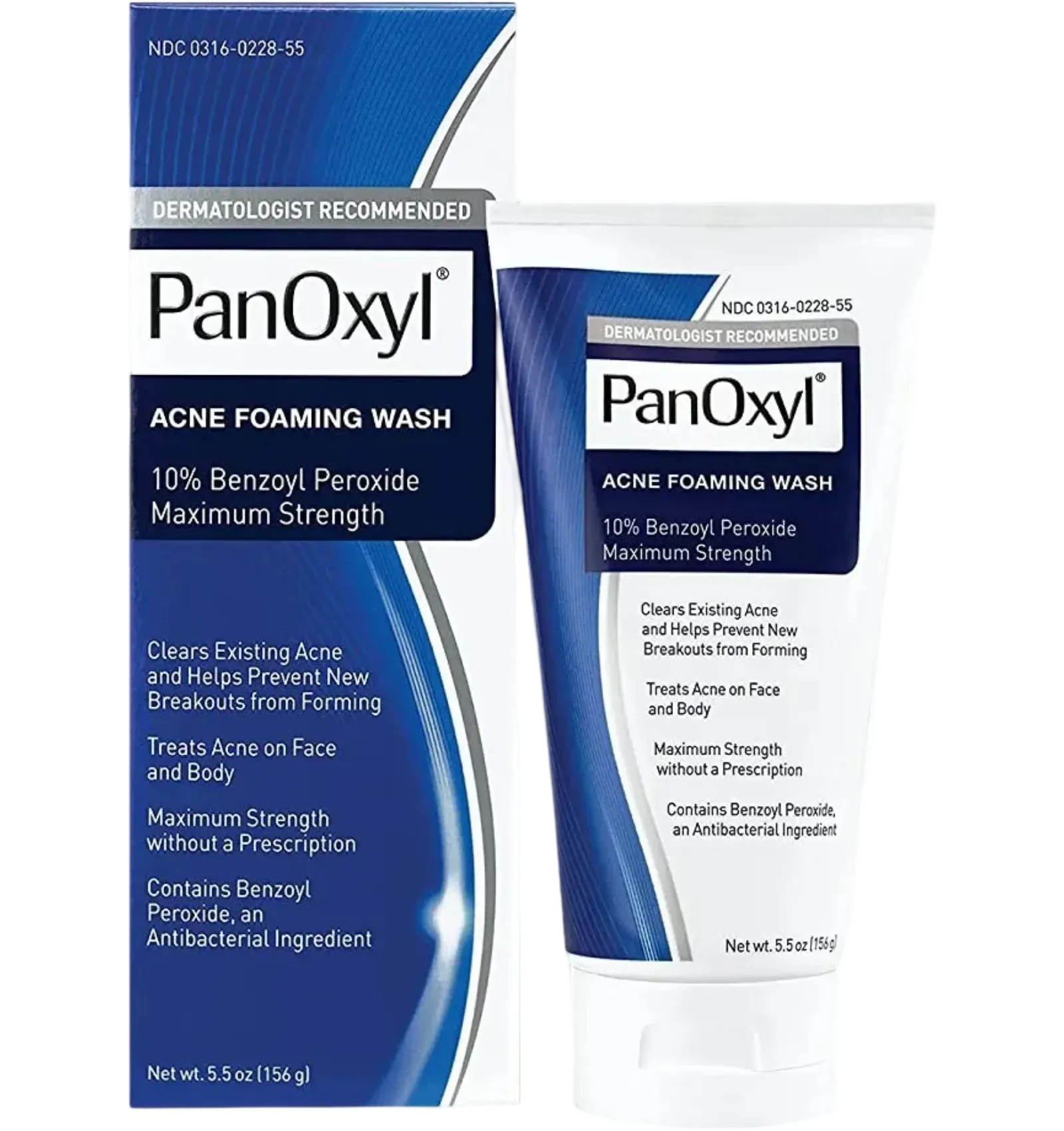 PanOxyl Foaming Wash treats acne with 10% benzoyl peroxide in 156g