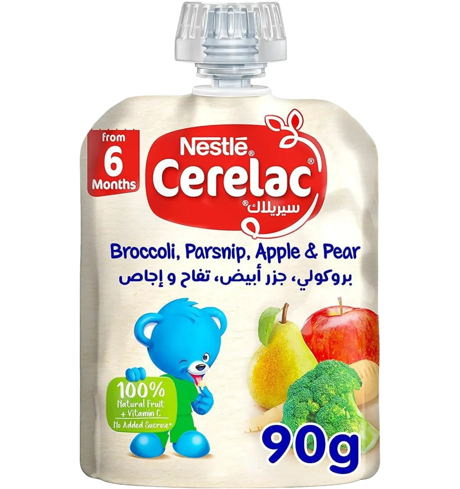 Cerelac fruit and vegetable puree pouch apple pear broccoli parsnip 90g for babies