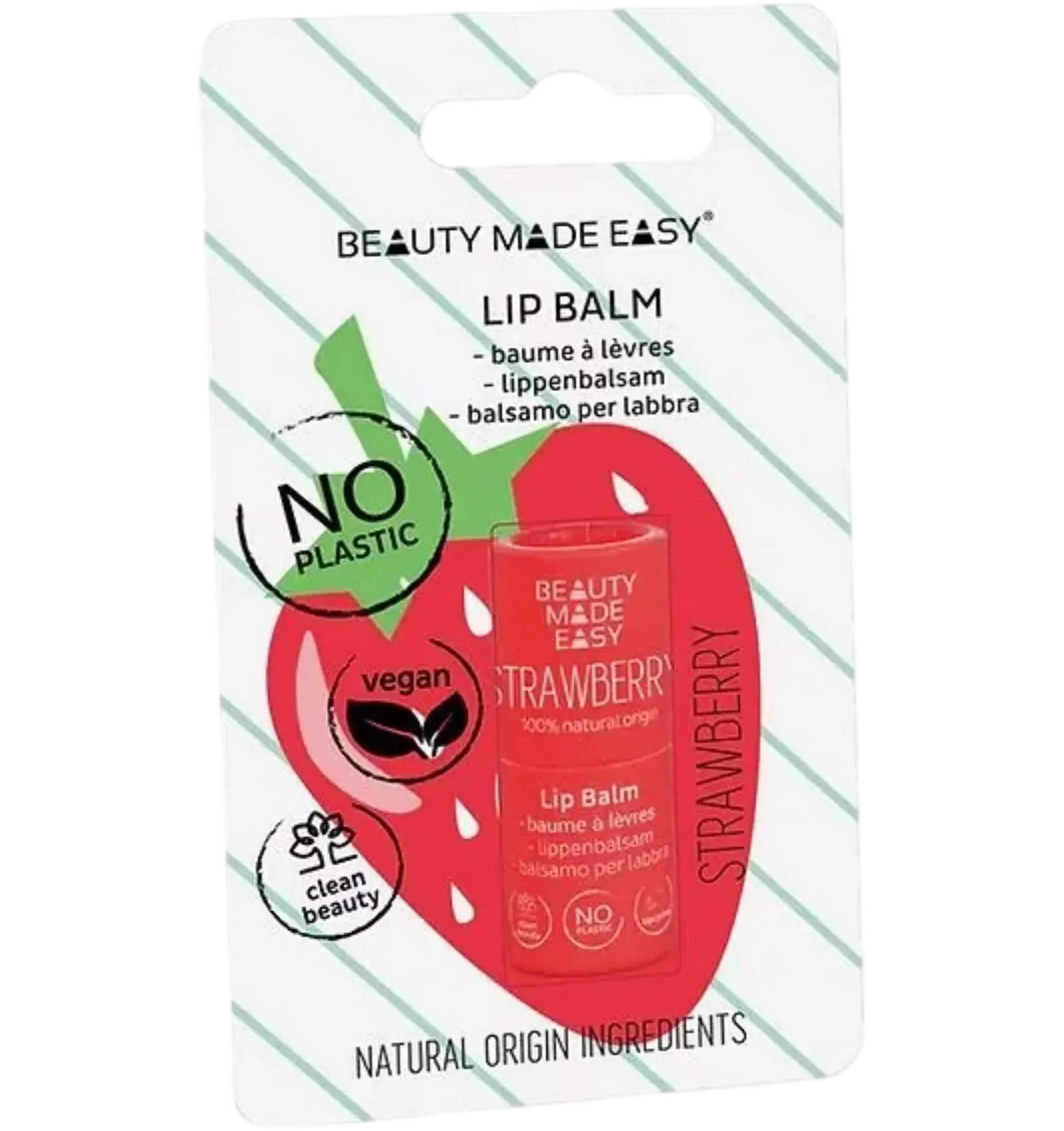 Beauty Made Easy Strawberry lip balm 5.5g sweet natural