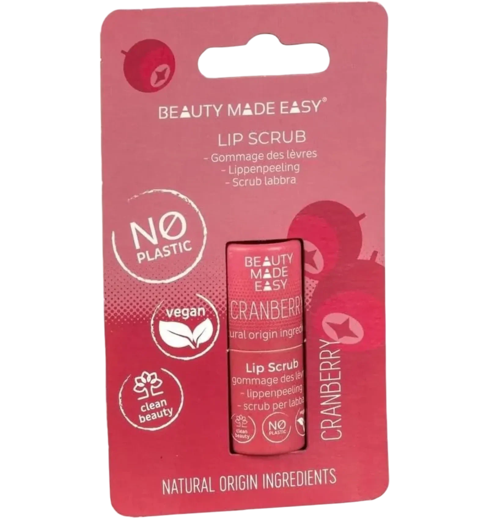 Beauty Made Easy Cranberry lip scrub 5.5g exfoliating