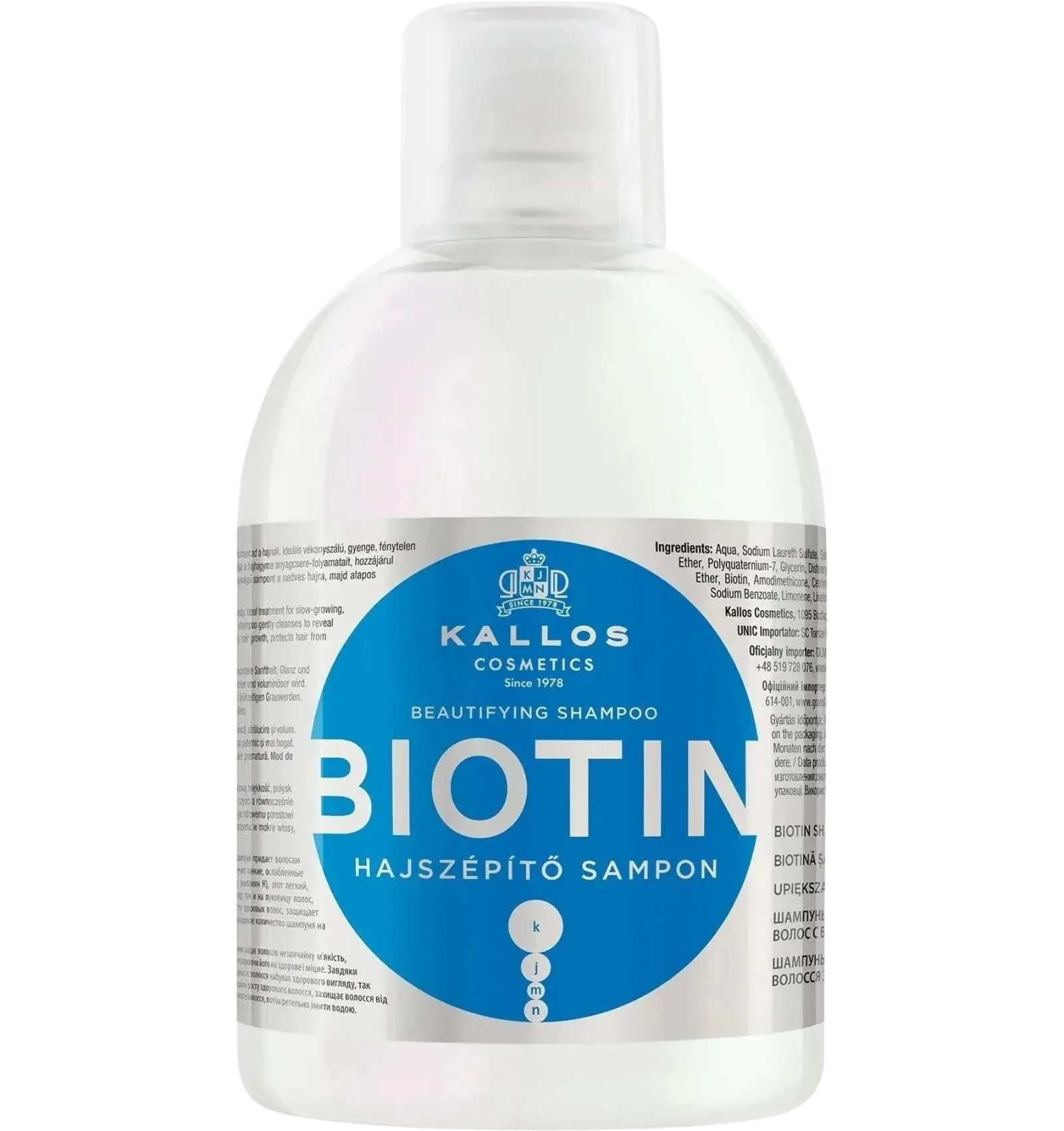 Kallos Biotin Beautifying Shampoo 1000 ml promotes fuller hair