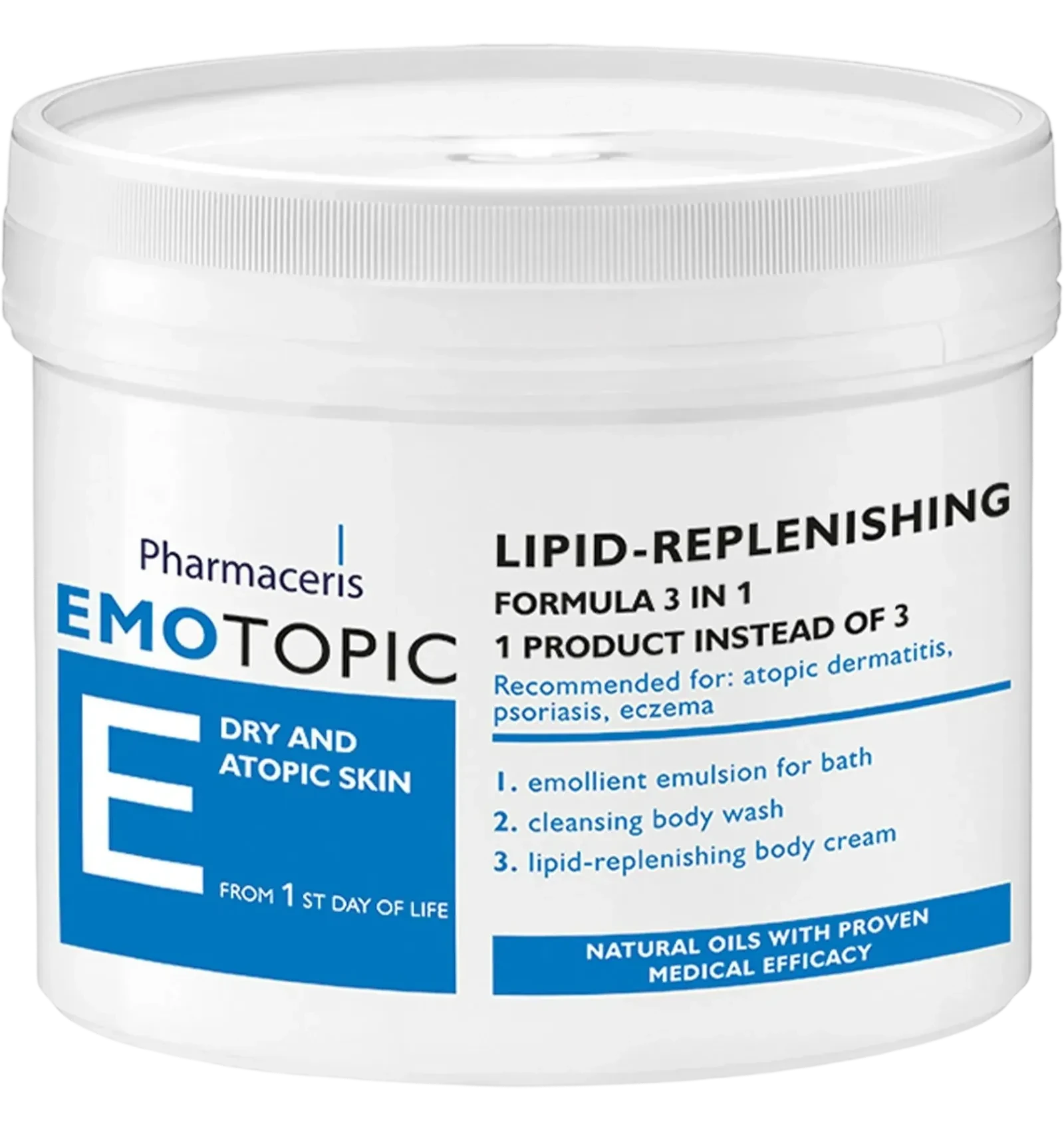 Emotopic Lipid-Replenishing Body Cream 500ml white jar
