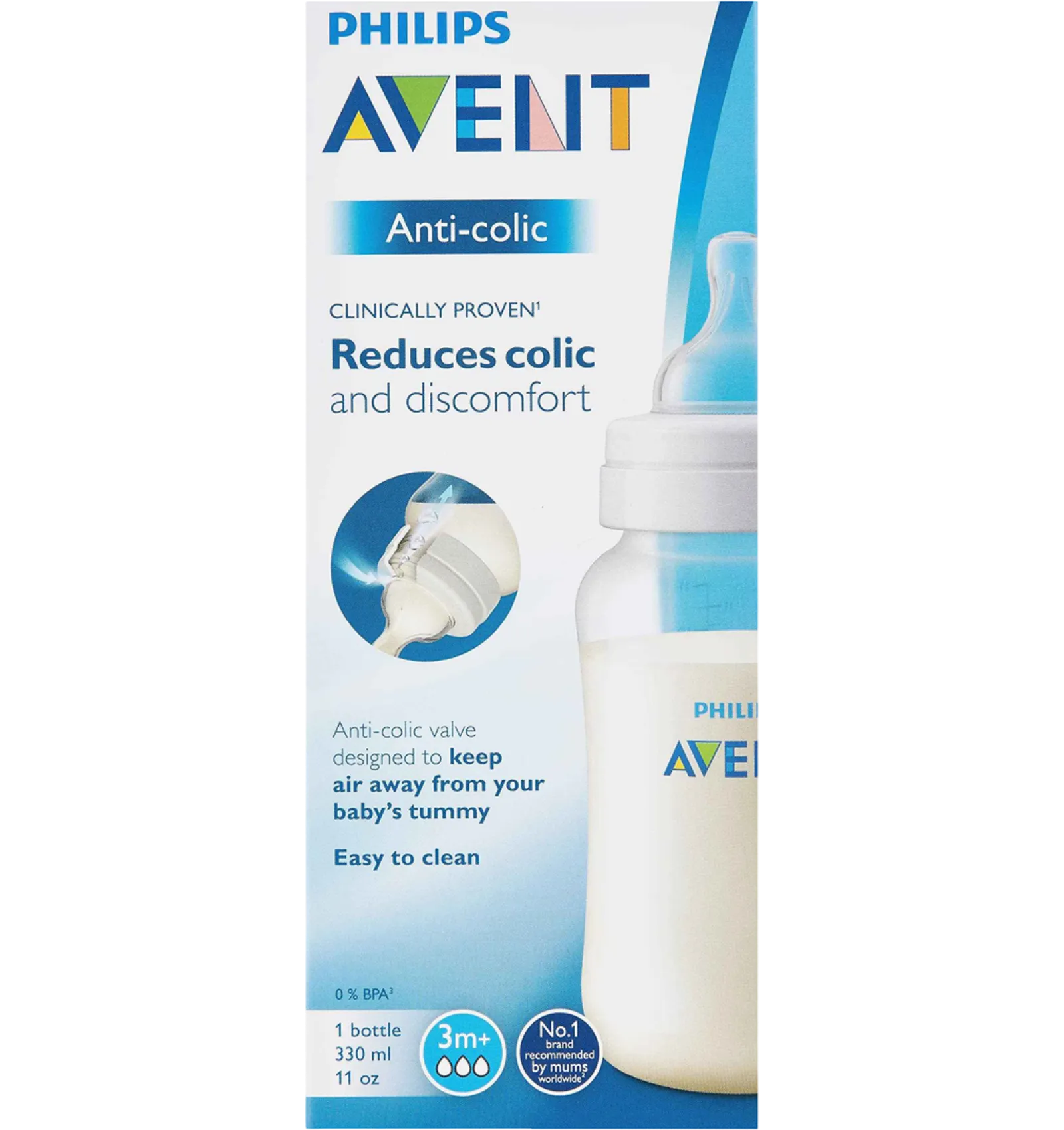 Philips Avent Classic anti-colic feeding bottle 330ml white