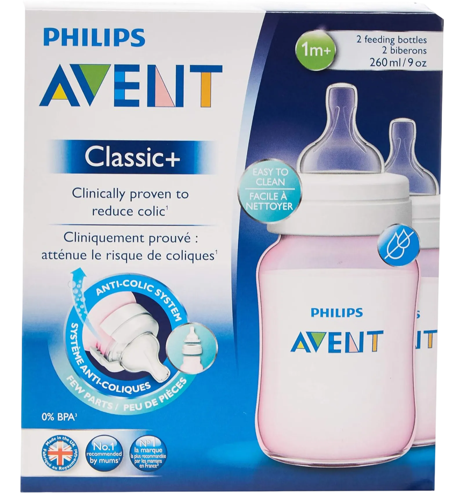 Avent Classic feeding bottles 260ml 2-pack pink set