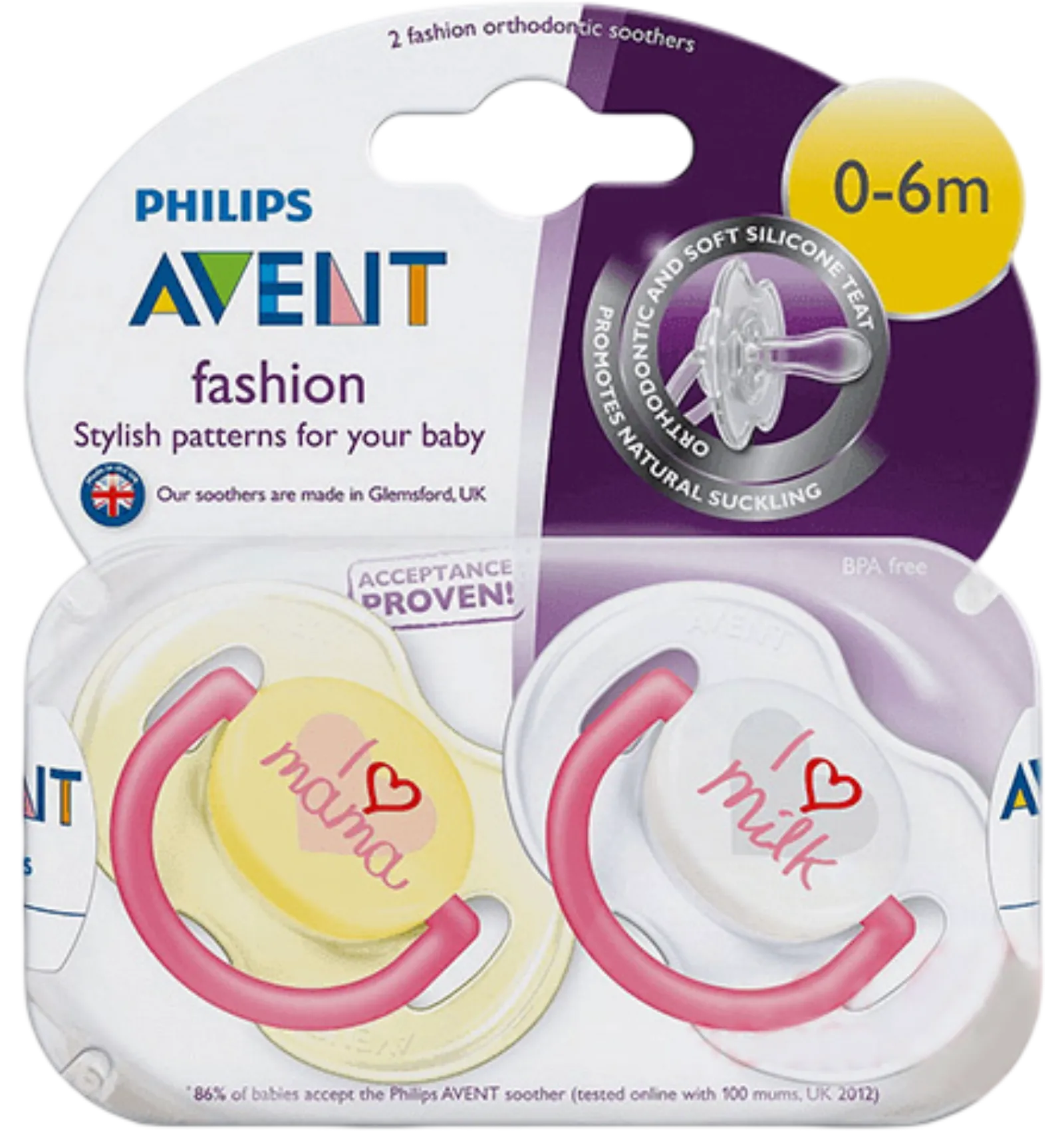 Avent Fashion soother Love Mama 0-6 months 2 pack