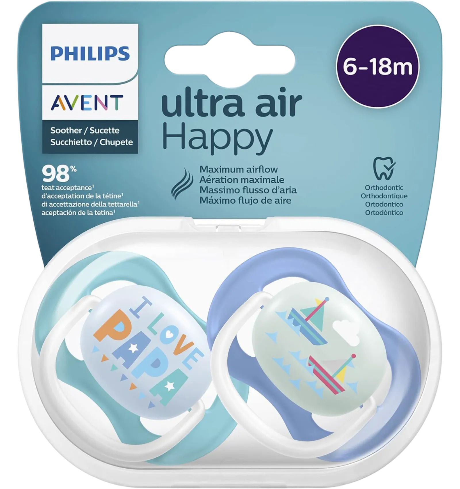 Philips Avent Fashion orthodontic soother set for babies aged 6 to 18 months