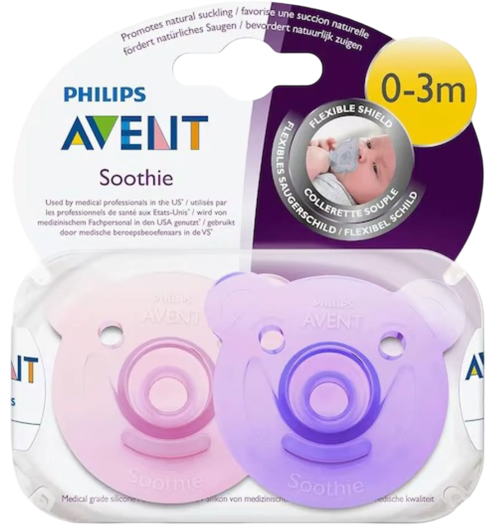Avent Soothie flexible shield pacifier 0-3 months 2 pack