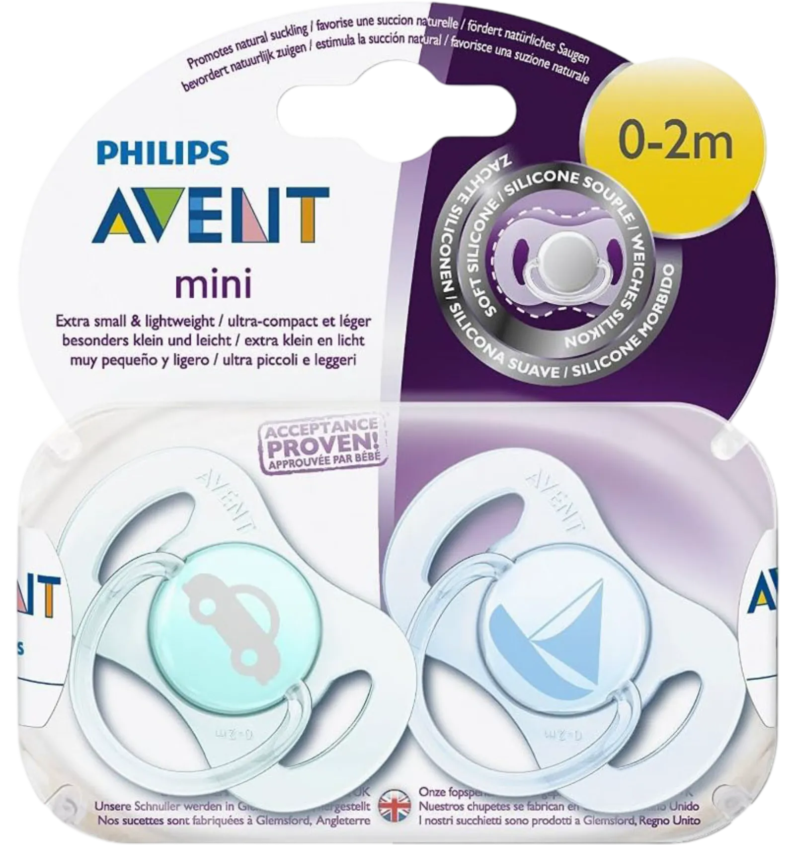 Avent Mini soother for boys 0-2 months 2 pack