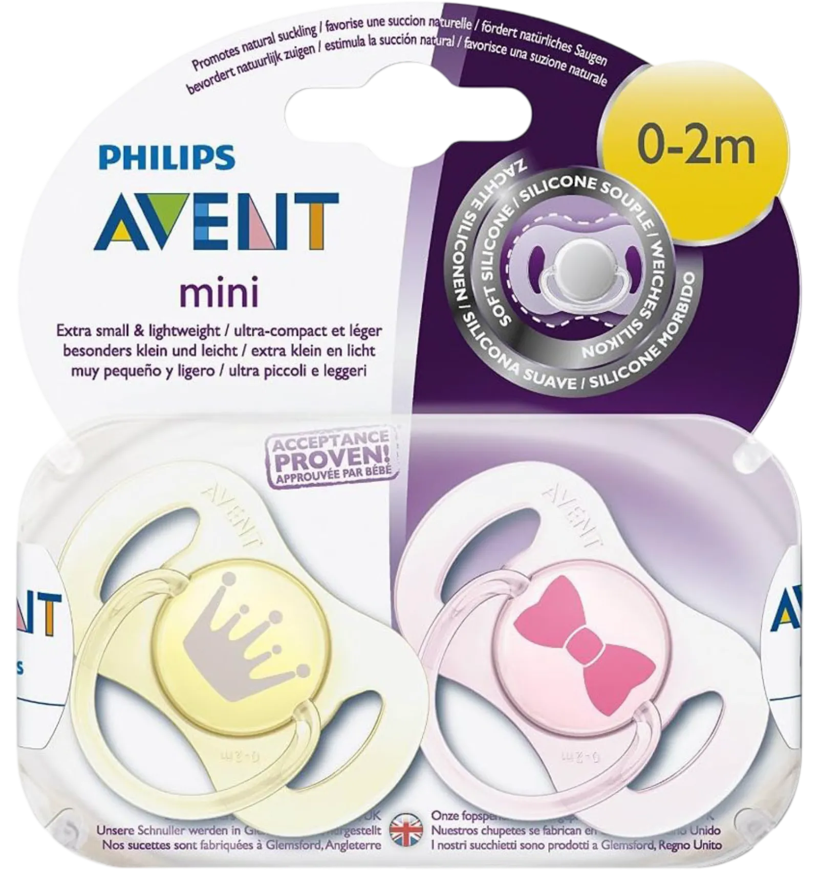 Avent Mini soother for girls 0-2 months 2 pack