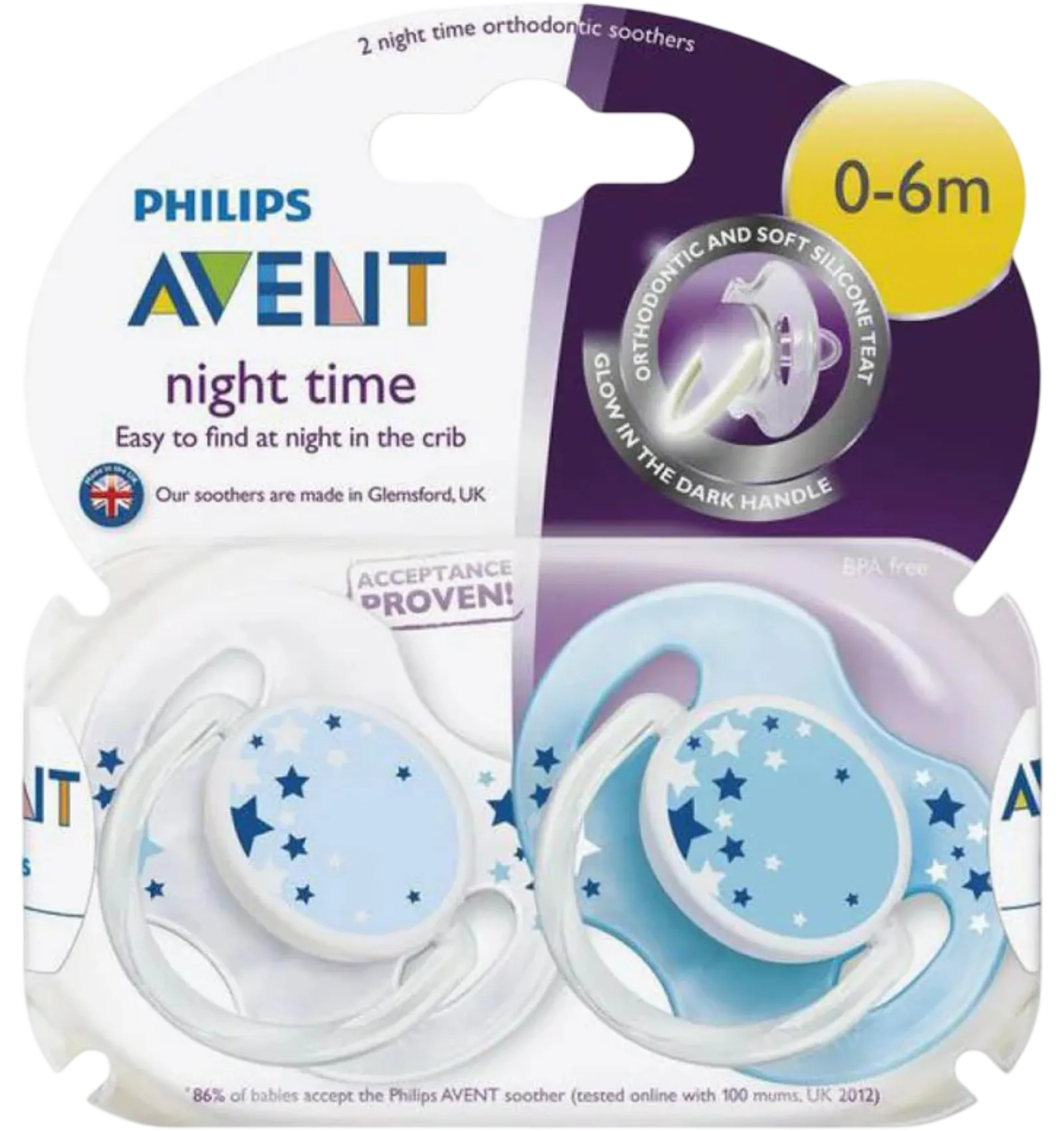 Avent Night Time soother 0-6 months blue 2 pack