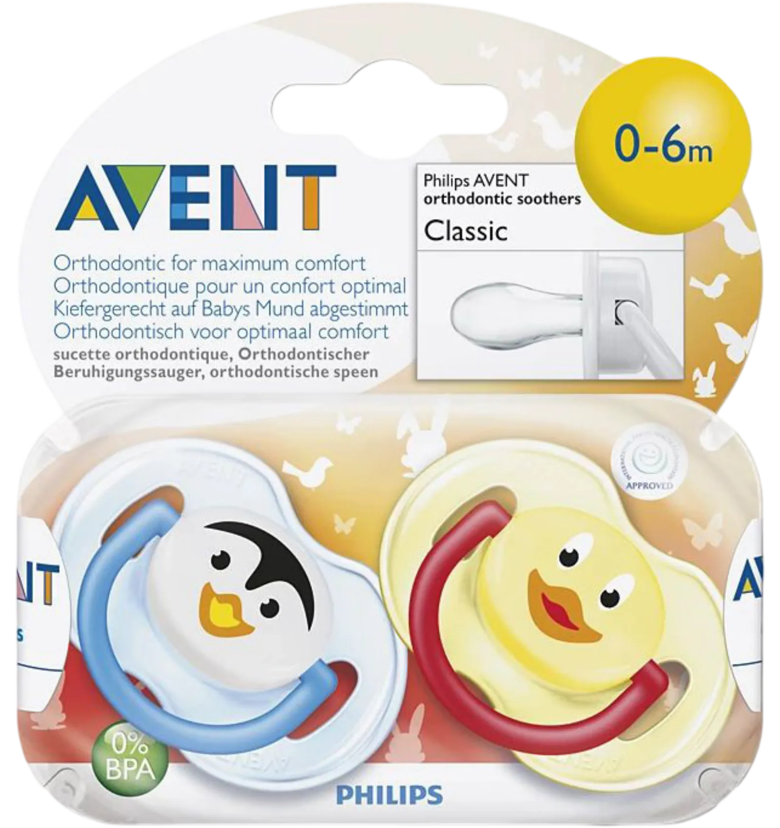 Philips Avent Classic pacifier for newborns 0 to 6 months with animal design