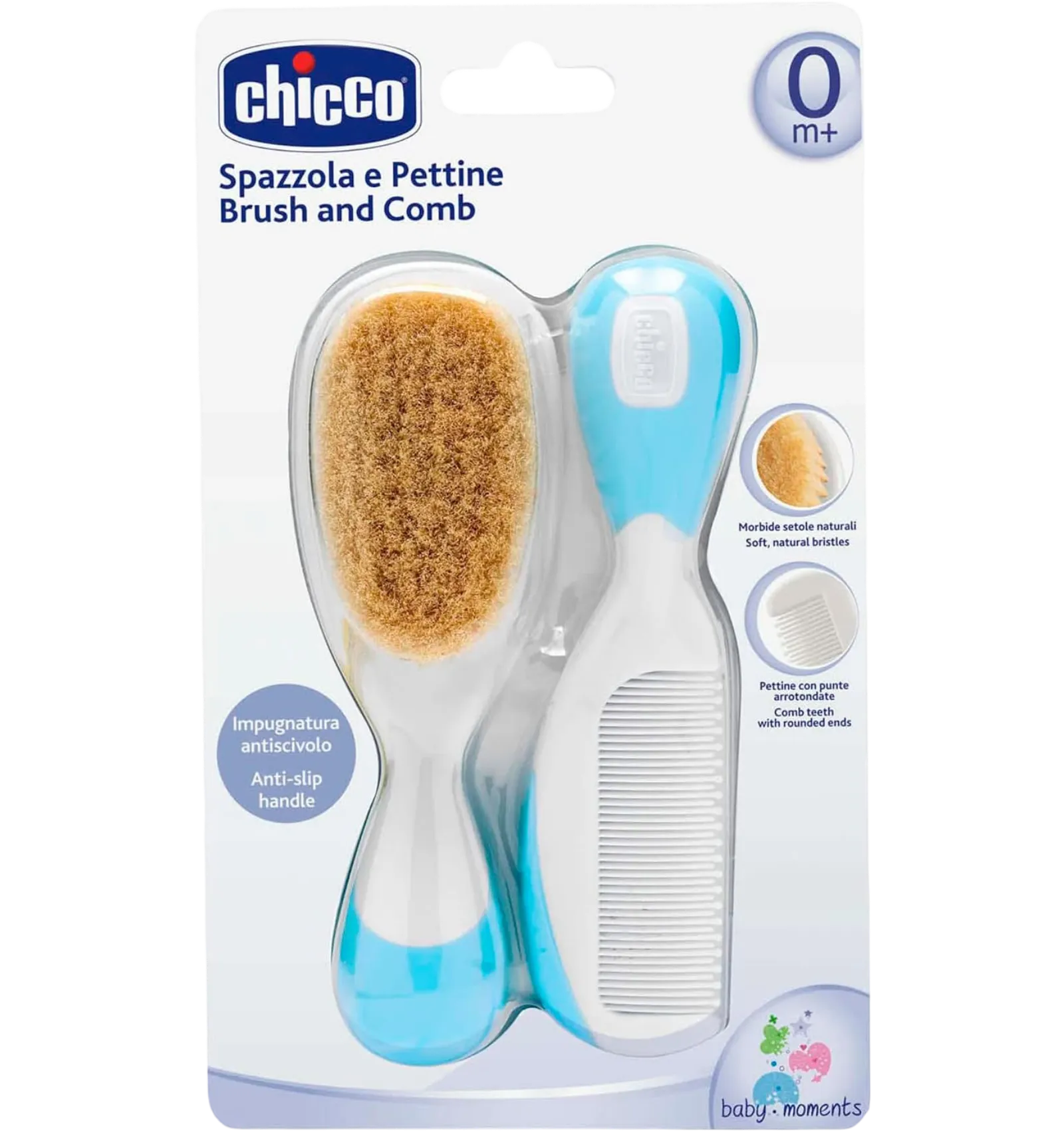Chicco baby hair brush and comb set blue