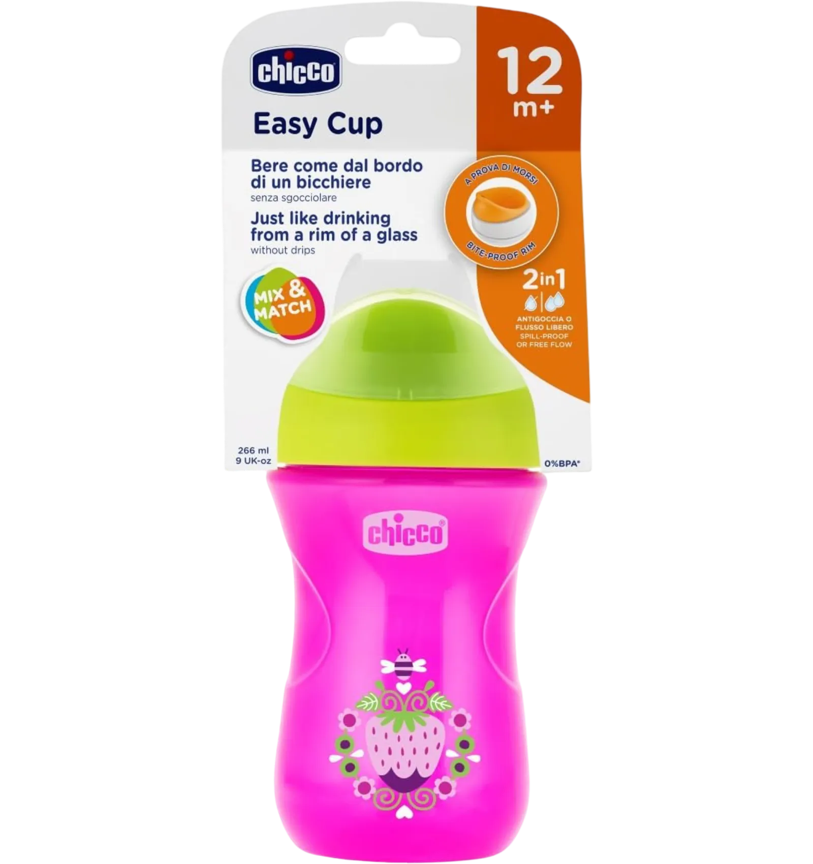 Chicco Easy Cup 12m+ girls 266ml spill-proof