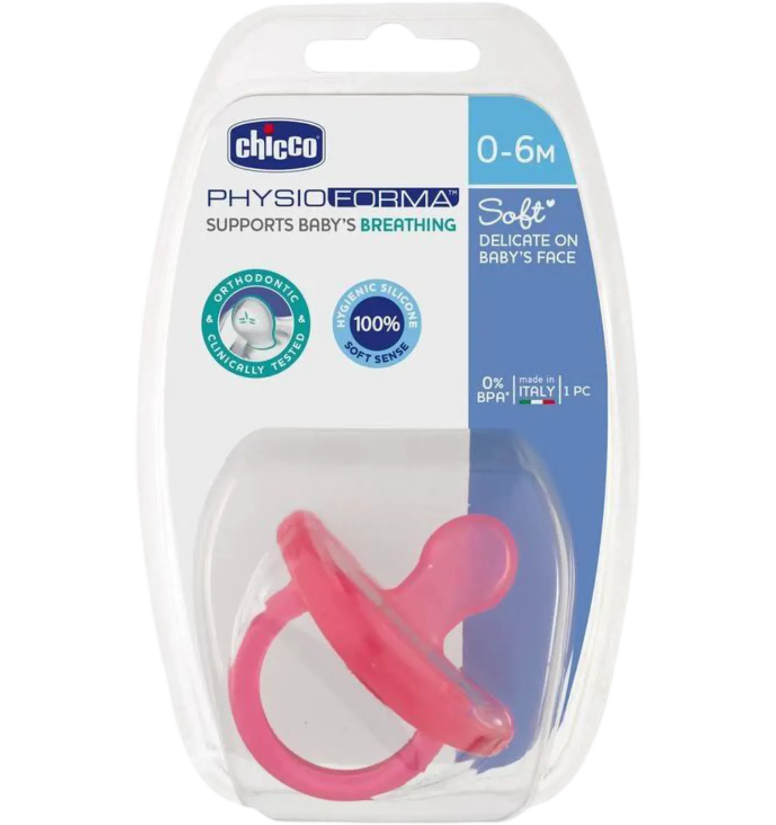 Chicco Physio Forma Silicone Soother 0-6 Months Pink