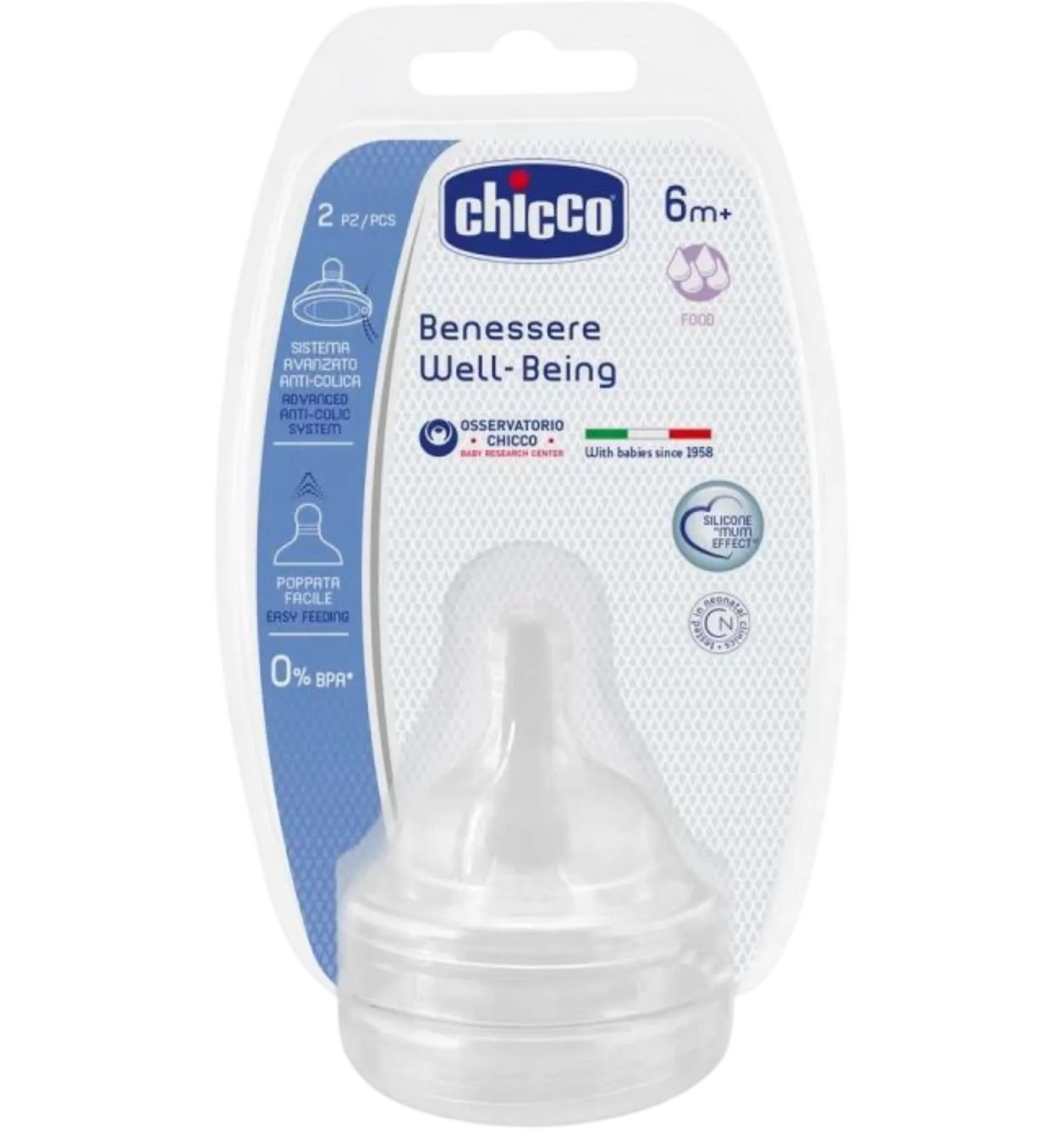 Chicco Well-Being Silicone Teat Food Flow 6 Months