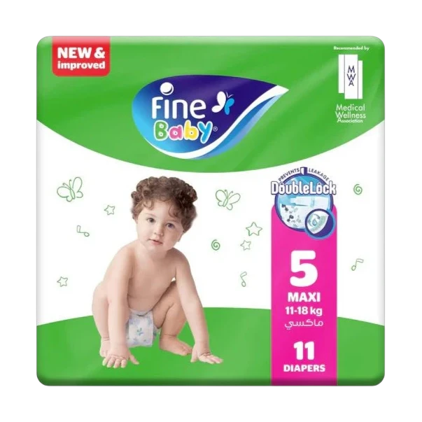 Fine Baby green maxi diapers size 5 eco-friendly eleven pieces
