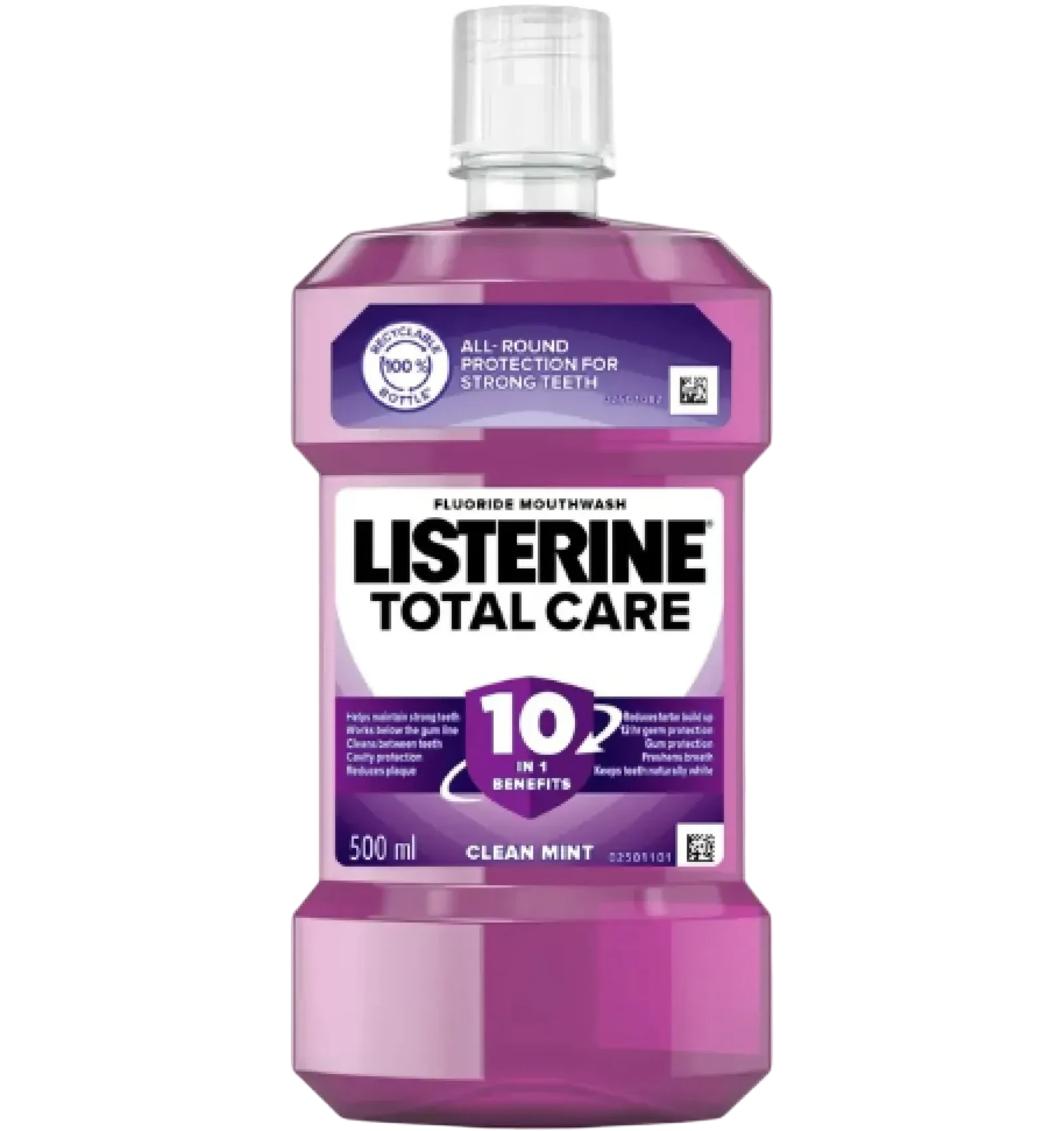 Listerine Total Care mouthwash purple bottle with clean mint 500ml