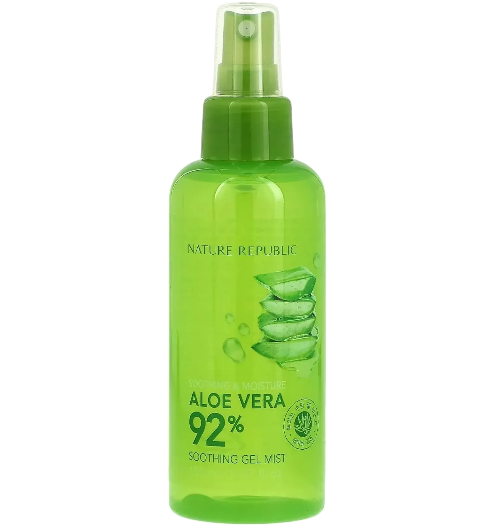 Aloe Vera 92% soothing gel spray moisturizer 150ml green bottle