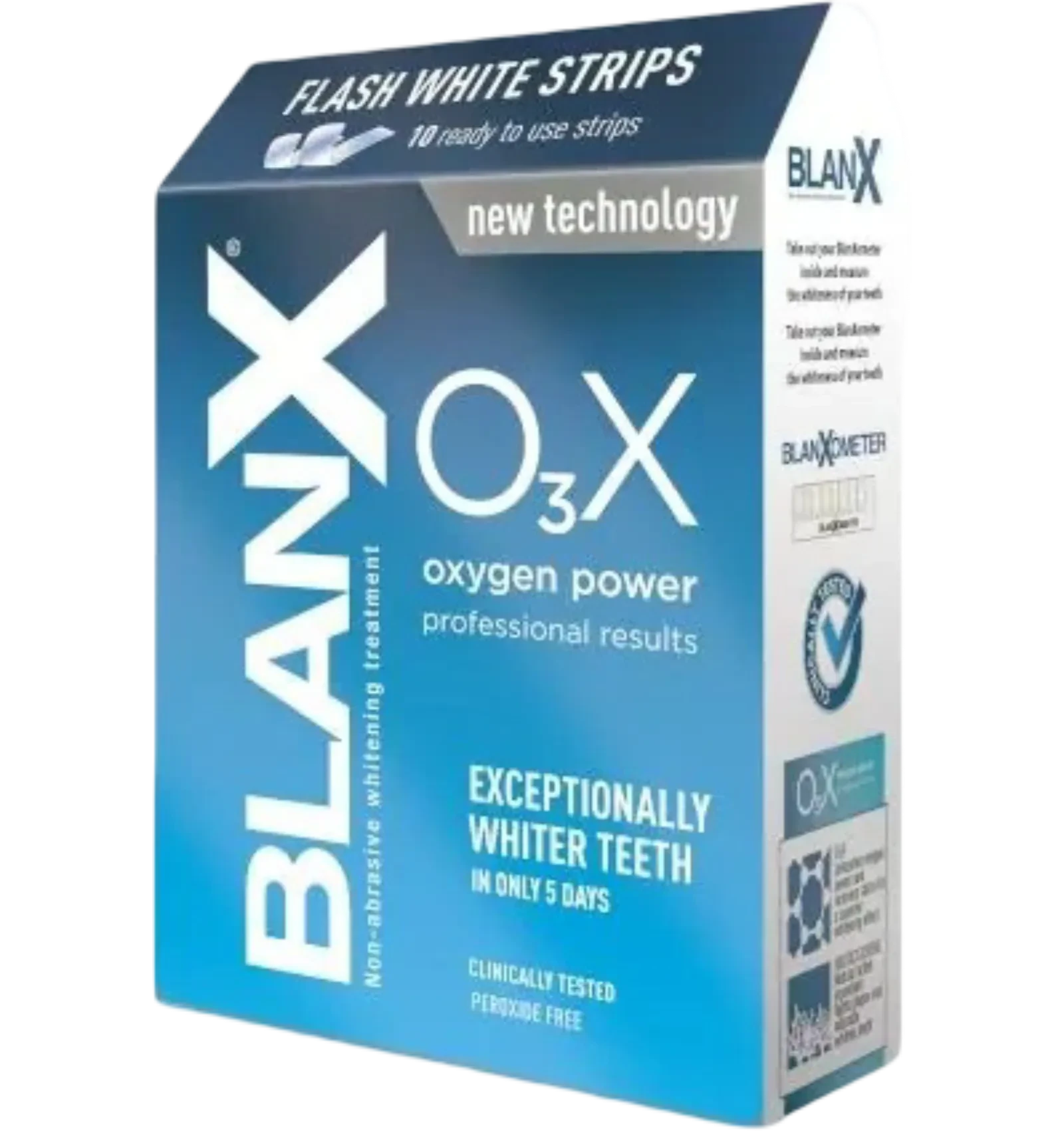 Blanx O3X Teeth Whitening Strips box with oxygen power