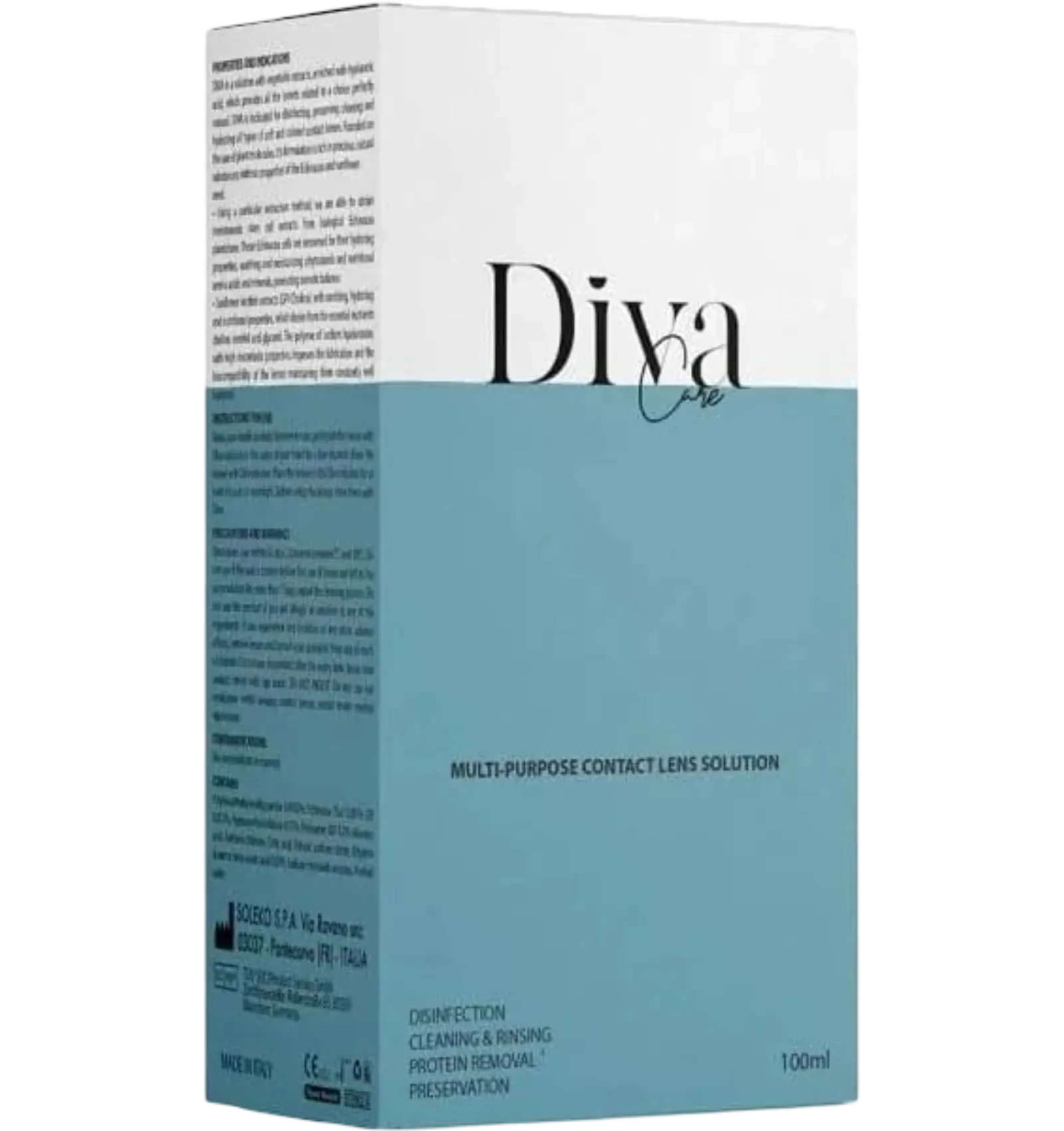 Diva multi-purpose contact lens solution in a 100 ml bottle