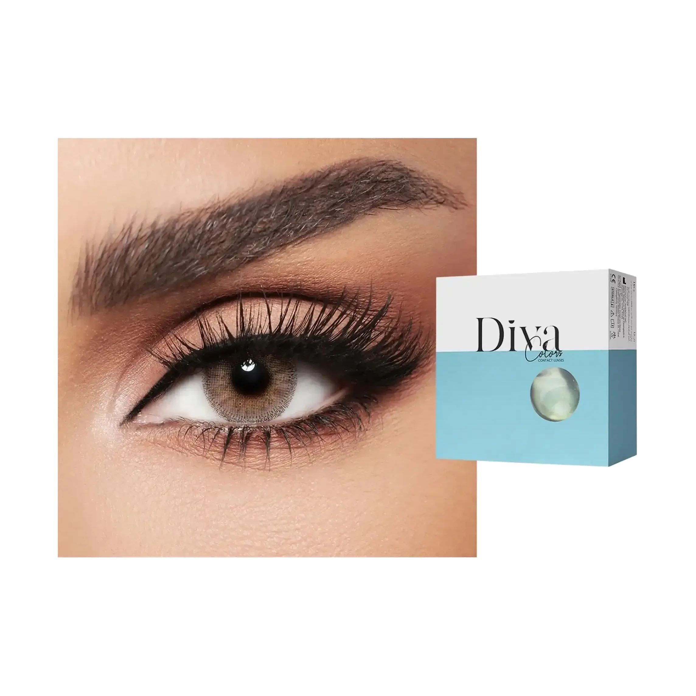 Diva Soft Monthly Latte contact lenses in a warm light brown pack