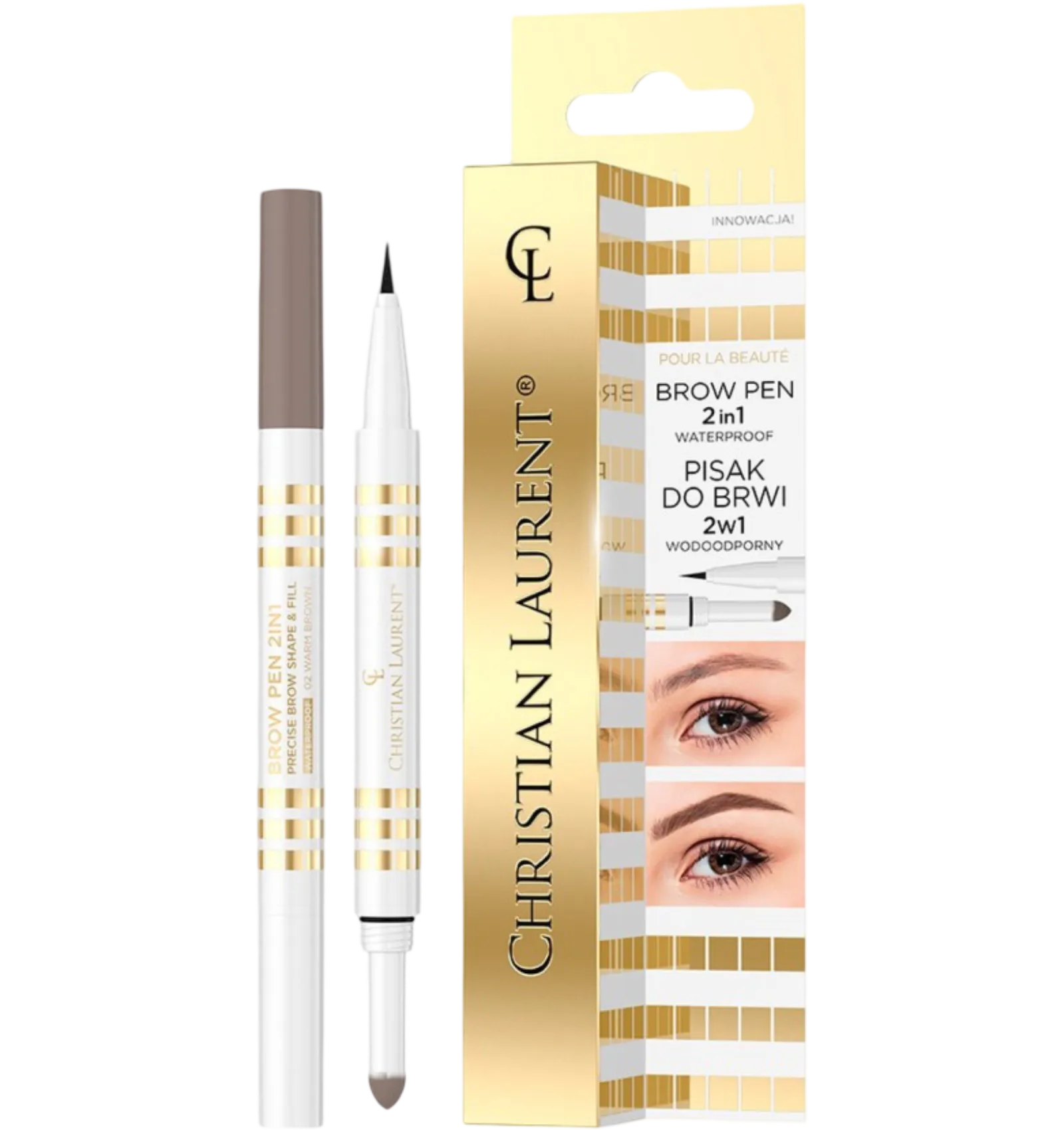 Christian Laurent eyebrow pencil 2 in 1 cool brown with packaging