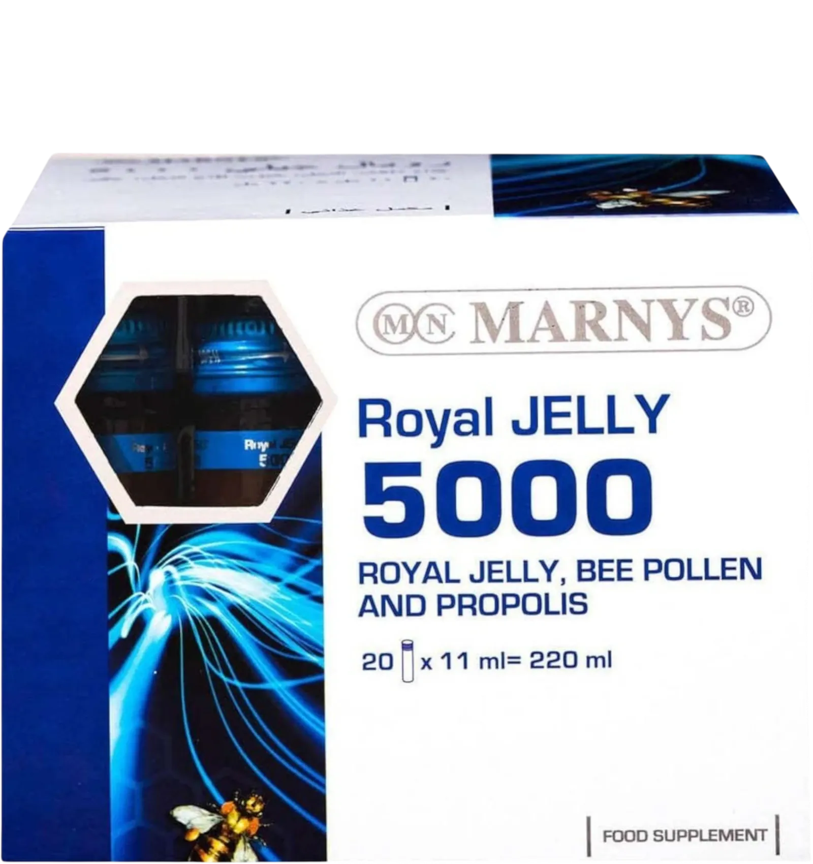 Marnys Royal Jelly 5000 mg vials 20 x 11 ml dose