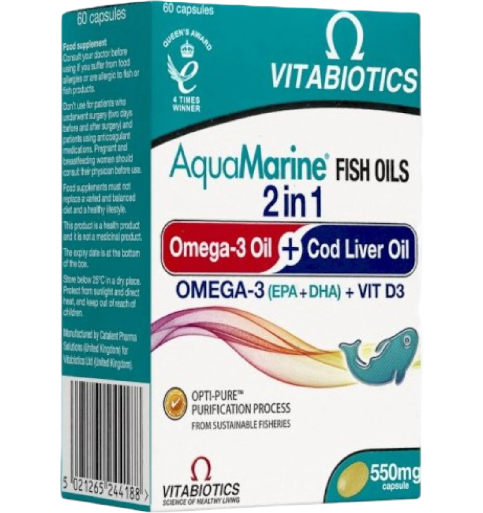 Aquamarine Omega-3 Cod Liver Oil capsules 60pc