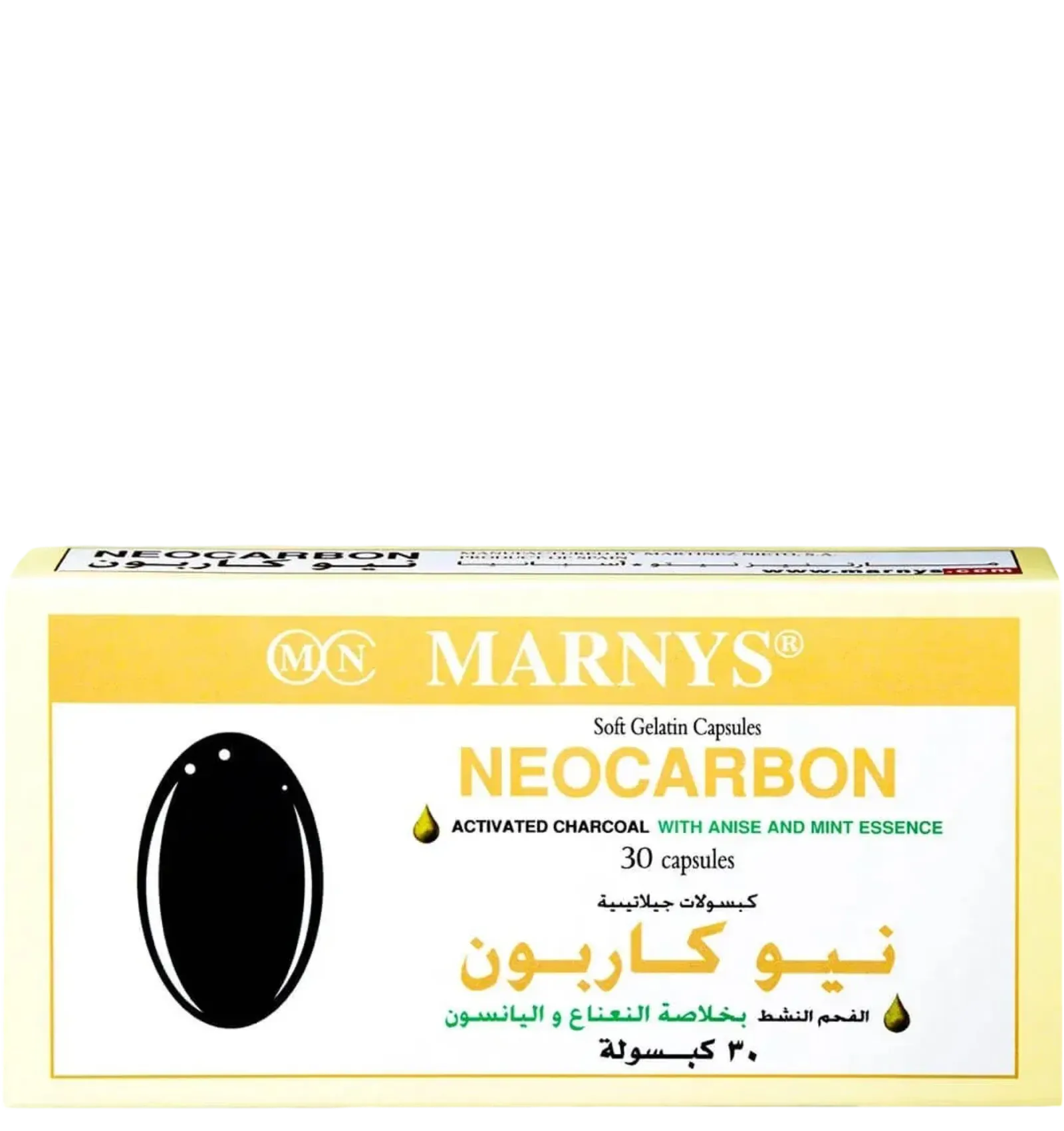 Marnys Neocarbon Activated Charcoal Digestive Capsules 30 Count