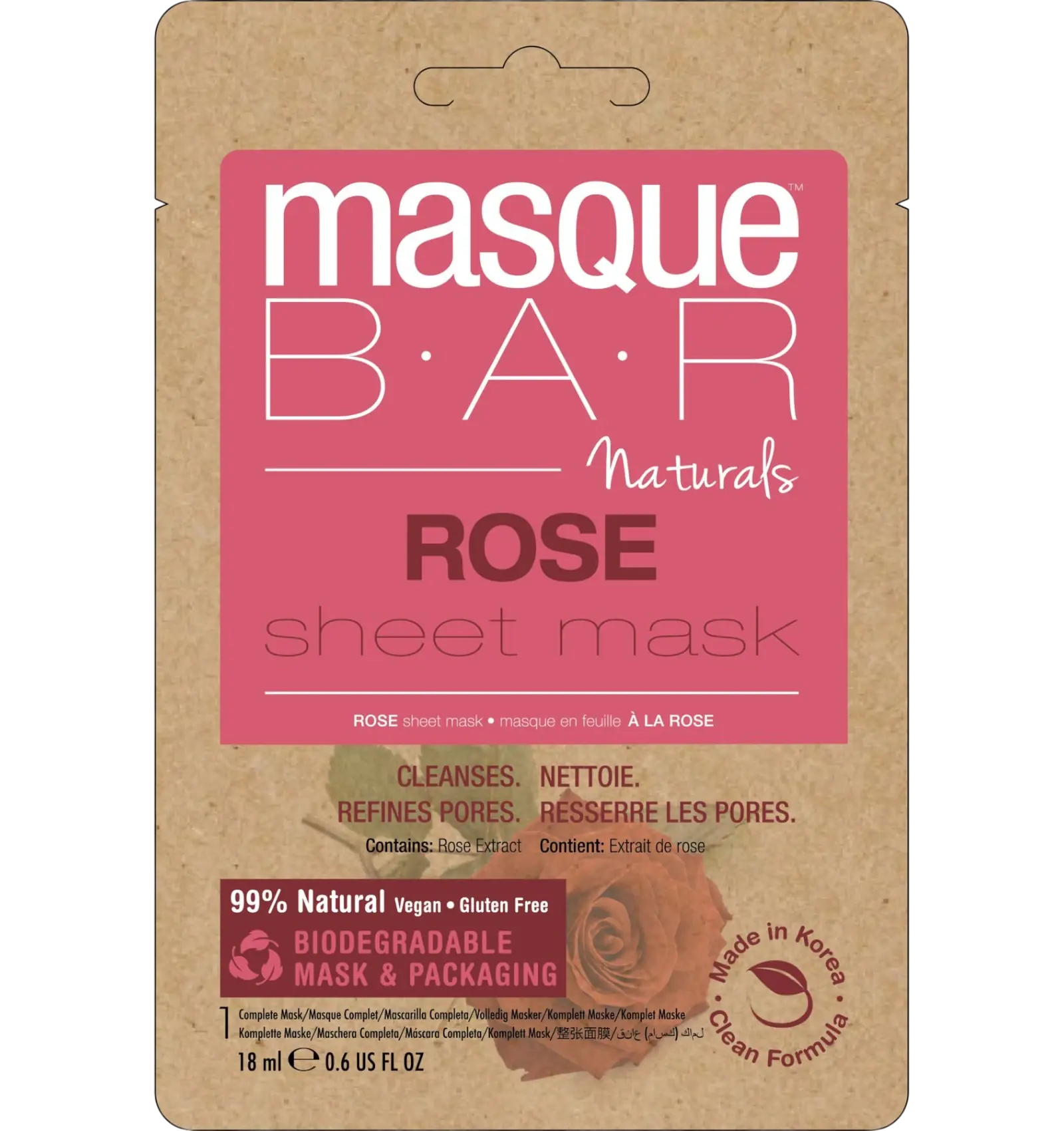Masque BAR naturals rose sheet mask 14ml