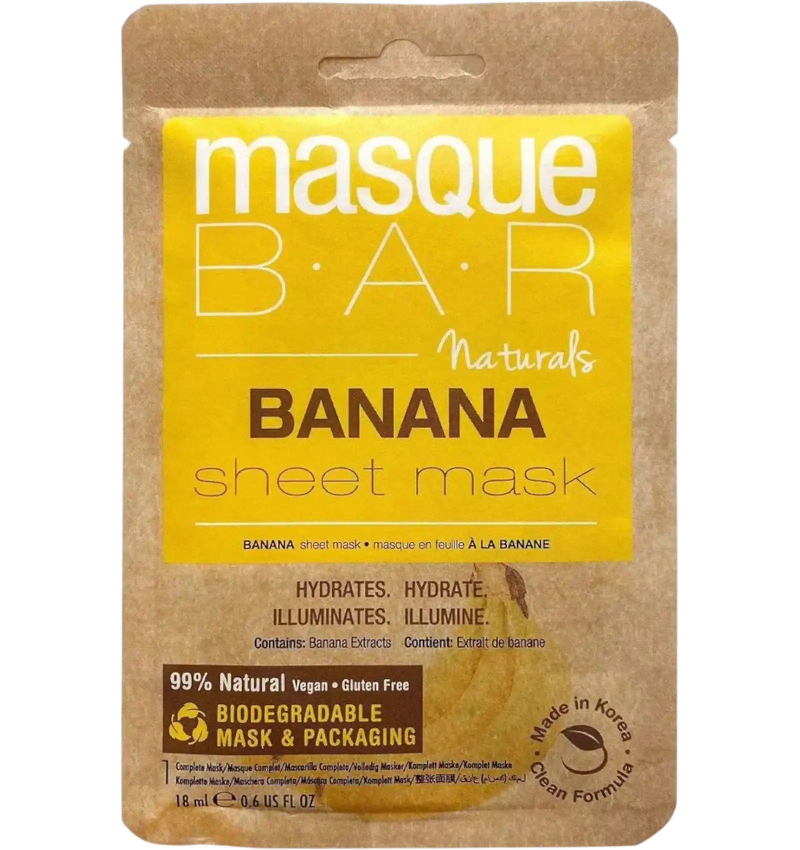 Masque Bar Banana Sheet Mask with natural nourishing formula