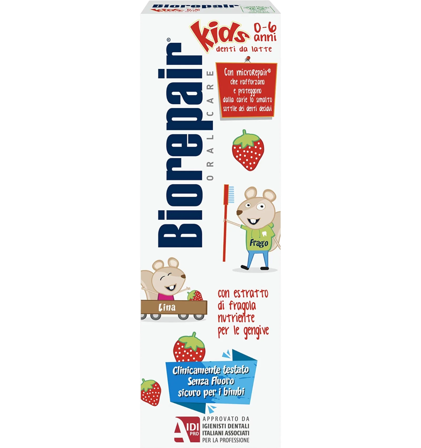 Biorepair Junior kids toothpaste with strawberry flavor 50ml fluoride free