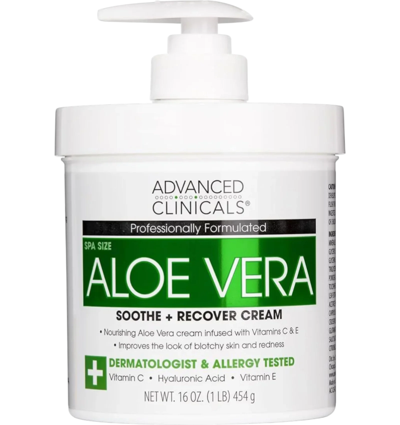 Advanced Clinicals aloe vera moisturizing body cream jar 454 g