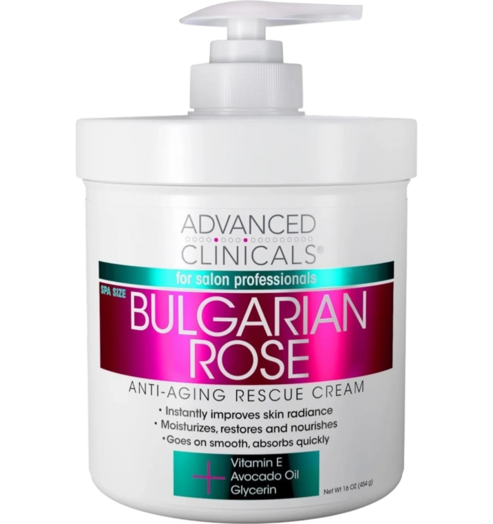 Advanced Clinicals Bulgarian rose body cream 454 g jar