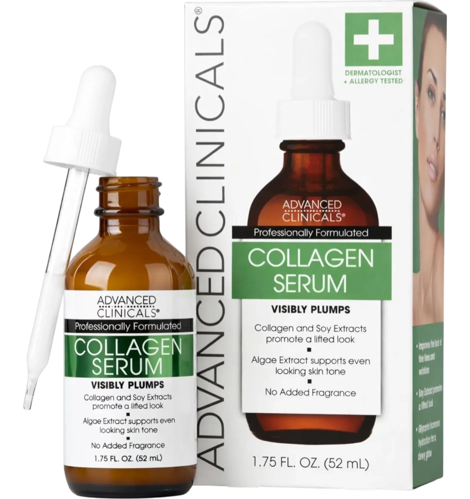 Advanced Clinicals Collagen facial serum 52ml visibly plumps and firms skin