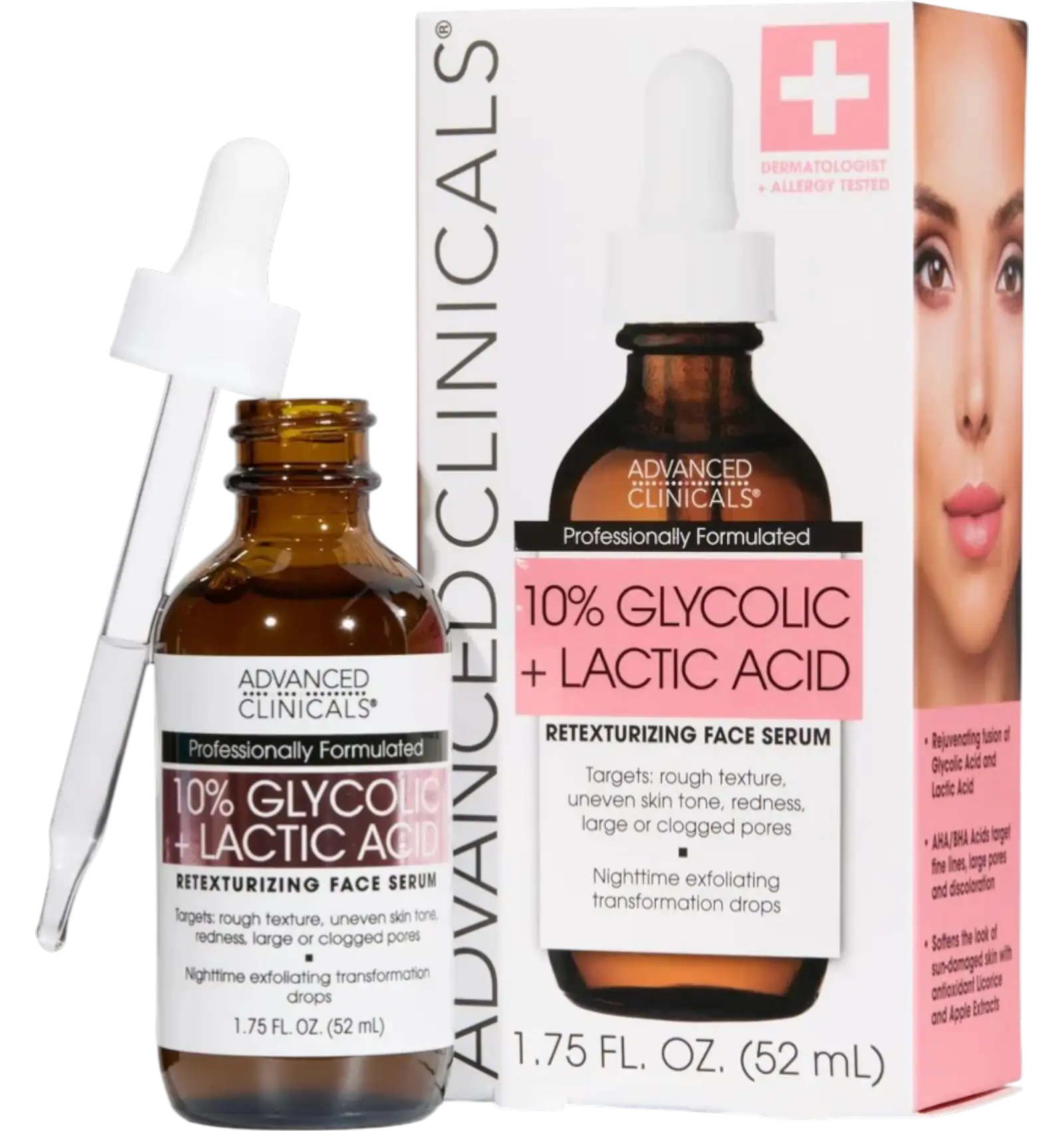 Advanced Clinicals Glycolic Acid 10% exfoliating serum bottle