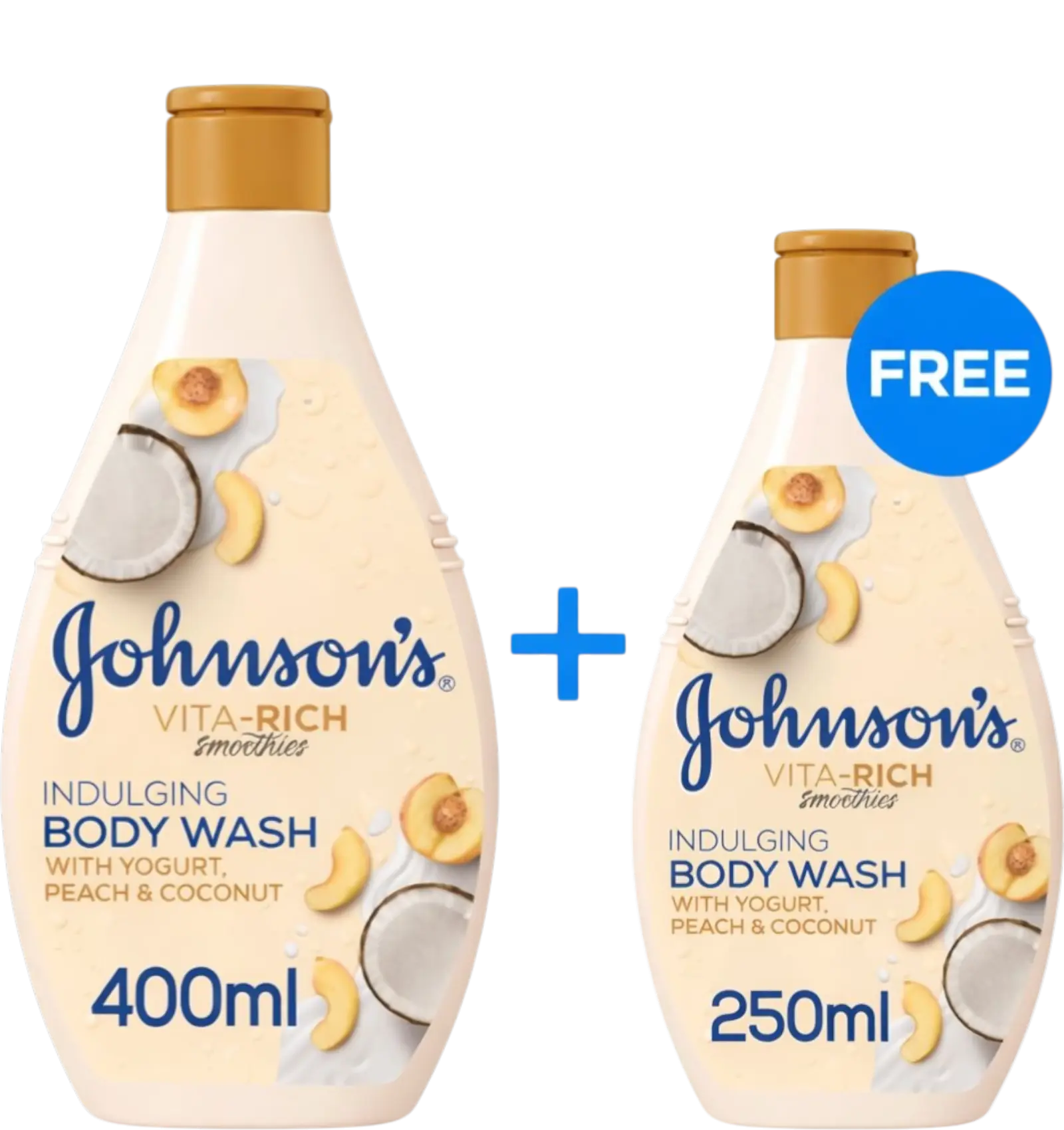 Johnson's Vita Rich body wash with yogurt peach and coconut 400ml plus 250ml free